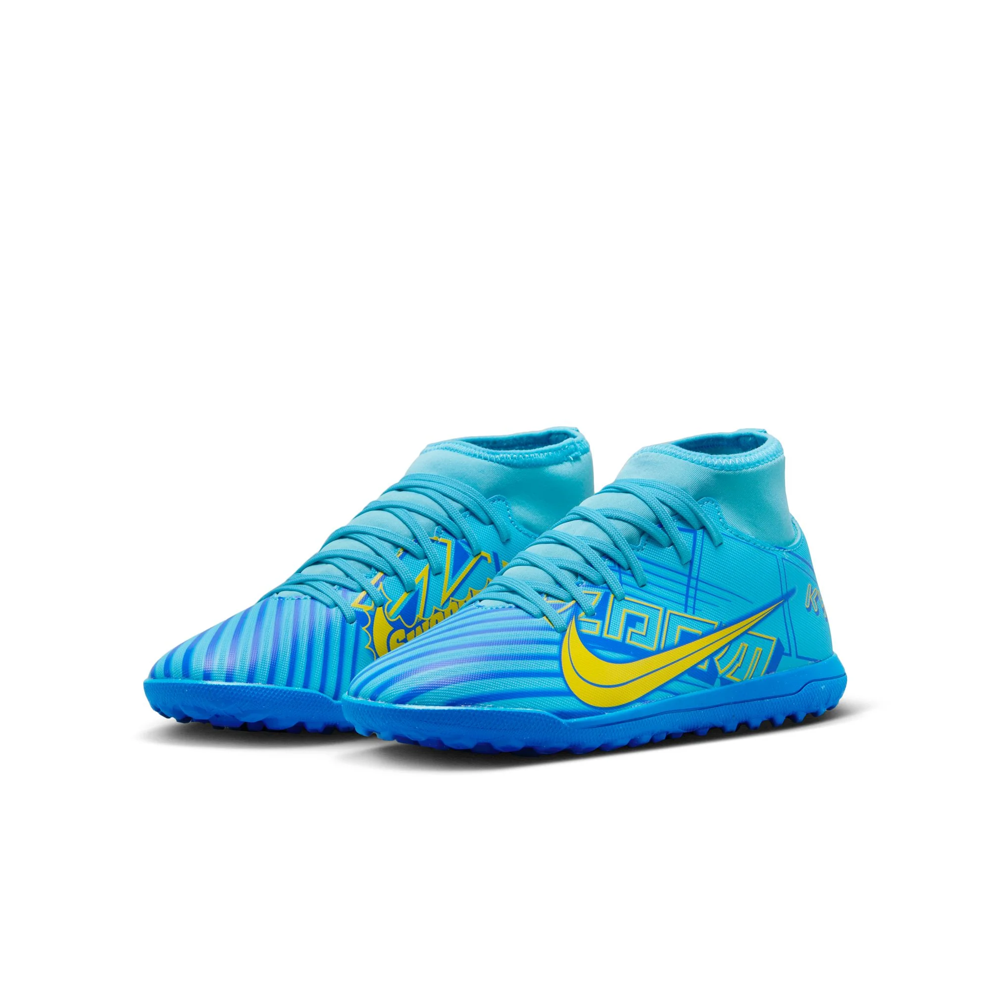 Nike Junior Mercurial Superfly 9 Club KM TF Soccer Cleat - Baltic Blue/White - Image 4