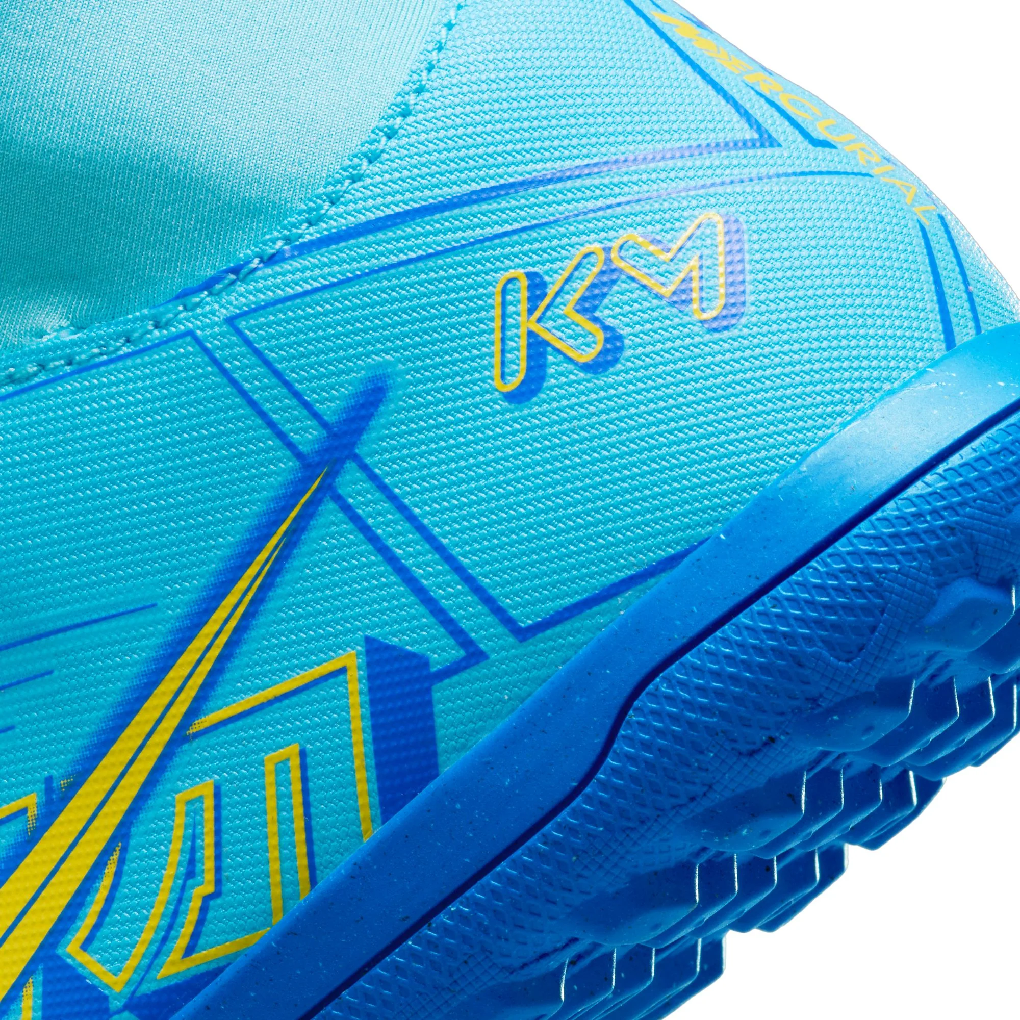 Nike Junior Mercurial Superfly 9 Club KM TF Soccer Cleat - Baltic Blue/White - Image 8