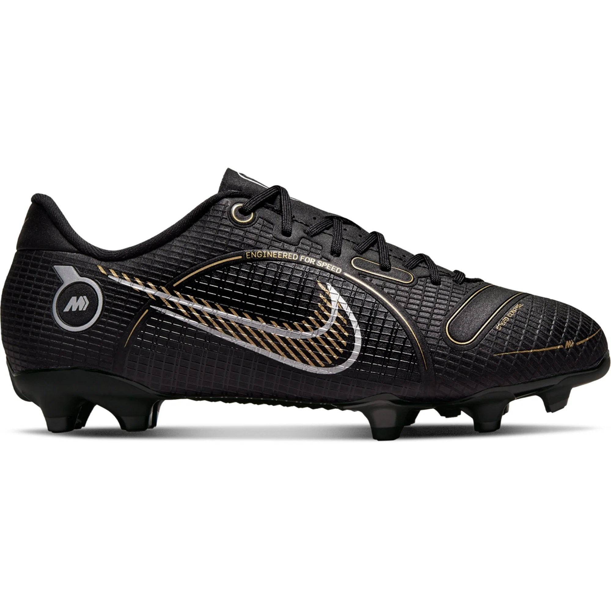 Nike Junior Mercurial Vapor 14 Academy FG/MG Soccer Cleats - Black/Metallic Gold/Metallic Silver