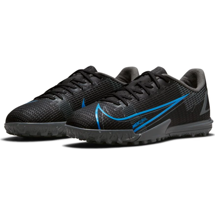 Nike Junior Mercurial Vapor 14 Academy TF Artificial Turf Soccer Shoe - Black/Black/IronGrey - Image 4