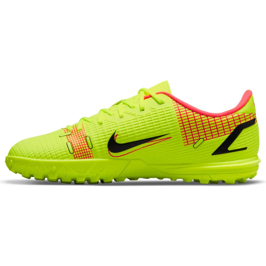 Nike Junior Mercurial Vapor 14 Academy TF Artificial Turf Soccer Shoe - Volt/Black/BrightCrimson - Image 2