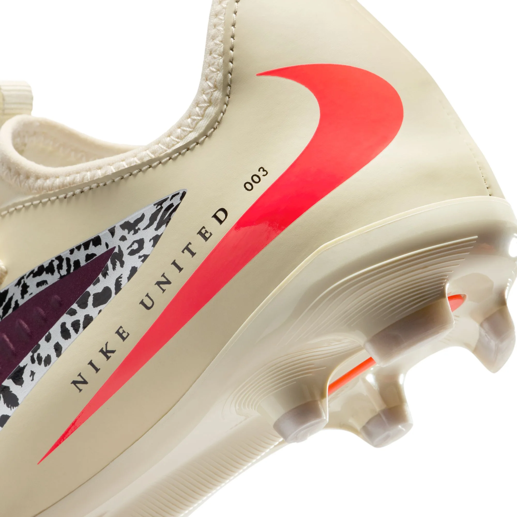 Nike United Junior Phantom 6 Low Academy FG Firm Ground Soccer Cleats- Burgundy Crush/University Red/Fossil - Image 8