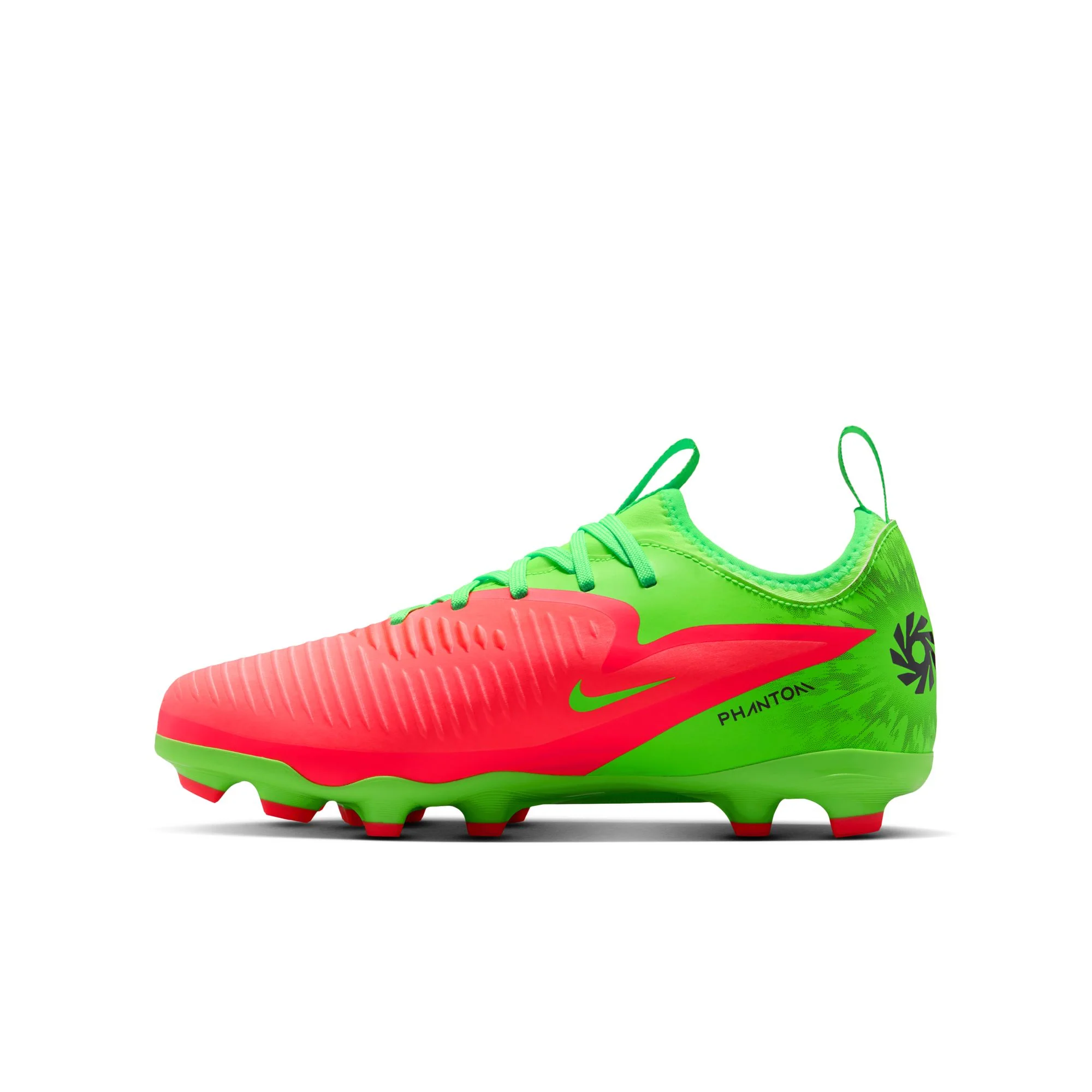 Nike Junior Phantom 6 Low Academy "Erling Haaland" FG Firm Ground Soccer Cleats -Hot Punch/Black/Green Strike - Image 2