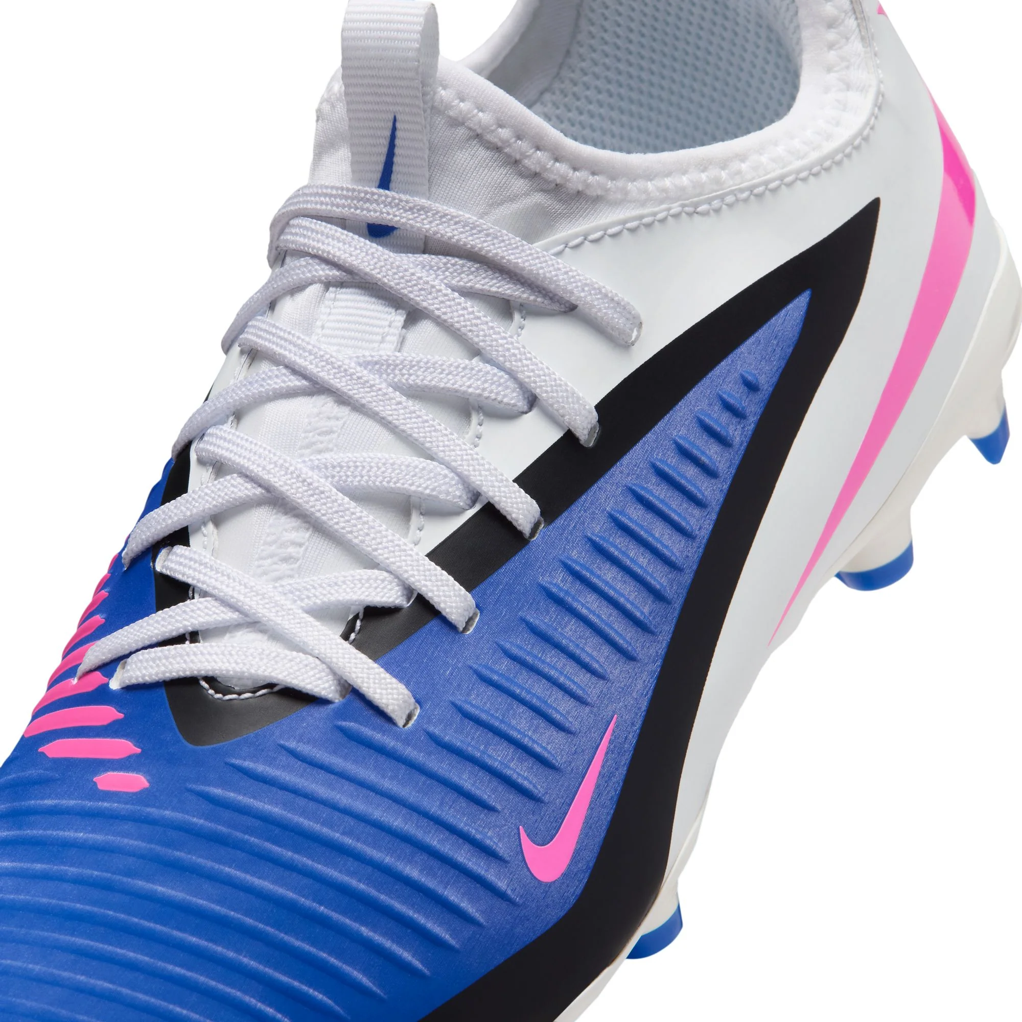 Nike Junior Phantom 6 Low Academy FG Firm Ground Soccer Cleats-Racer Blue/Pink Blast/White - Image 7