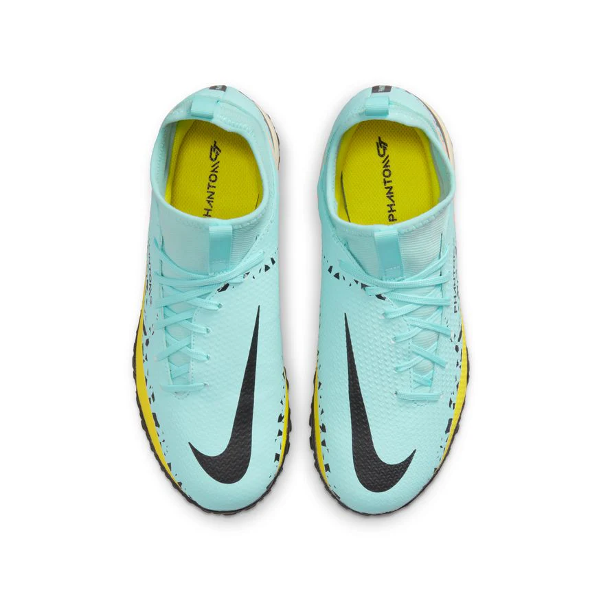 Nike Junior Phantom GT2 Academy TF DF Artificial Turf Soccer Shoe - Glacier Ice/Black/Yellow Strike - Image 3