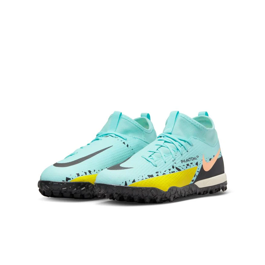 Nike Junior Phantom GT2 Academy TF DF Artificial Turf Soccer Shoe - Glacier Ice/Black/Yellow Strike - Image 4