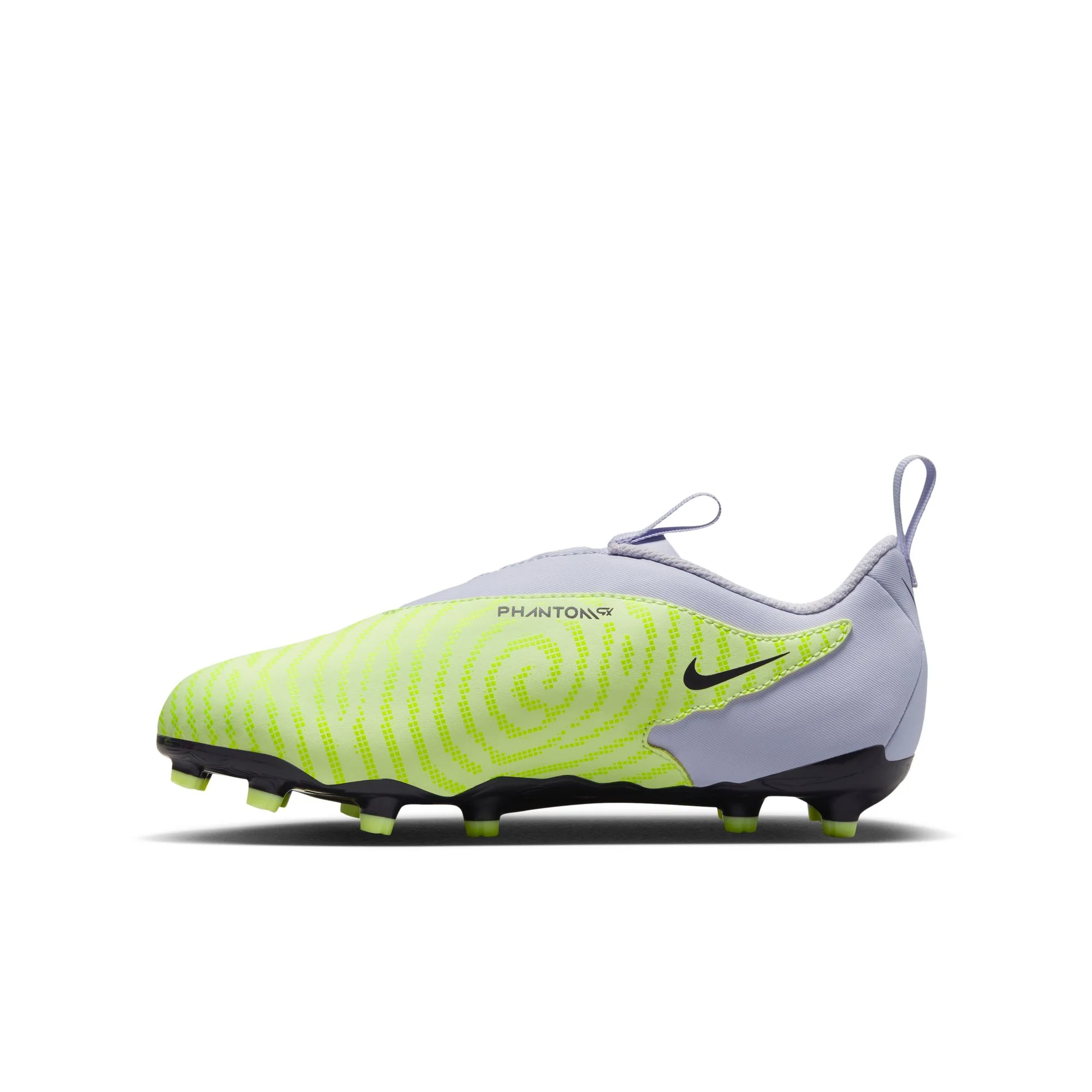 Nike Junior Phantom GX Academy FG/MG Firm Ground Soccer Cleats - Grey/Volt/Grape - Image 2
