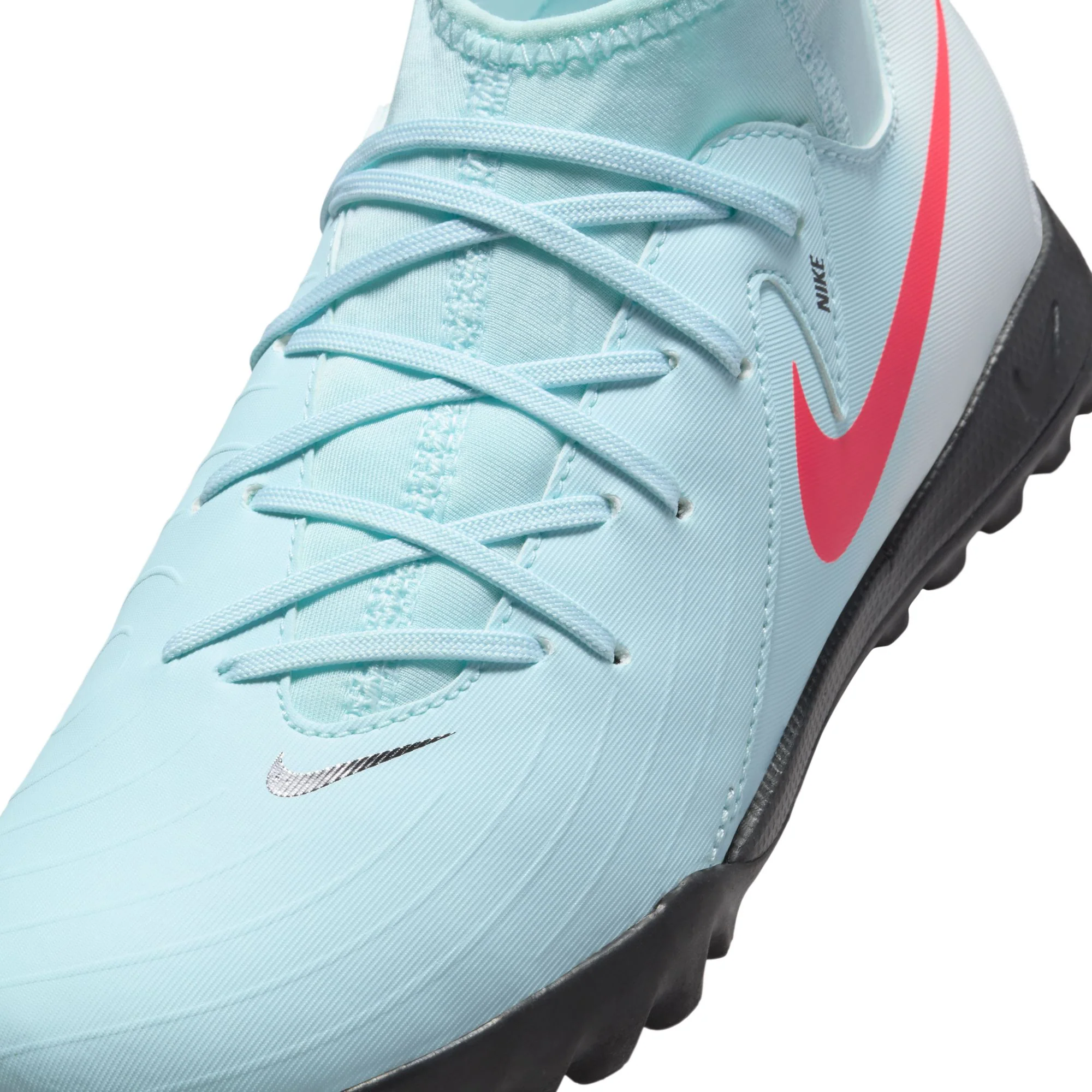 Nike Junior Phantom Luna II Academy TF  Turf Soccer Cleats -  Mint/ Atomic Red-off Noir - Image 7