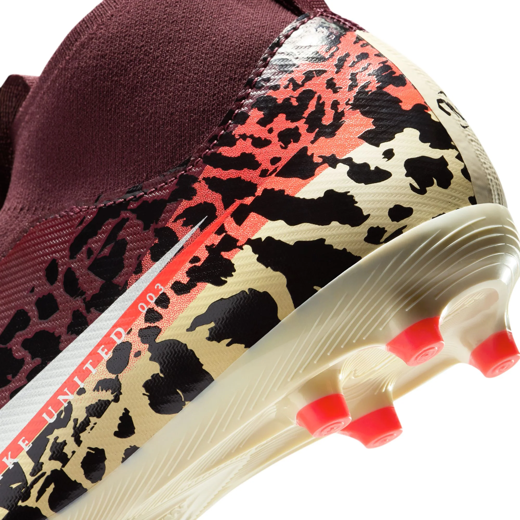 Nike United Junior Zoom Mercurial Superfly 10 Academy FG Firm Ground Soccer Cleats- Burgundy Crush/Metallic Silver - Image 8