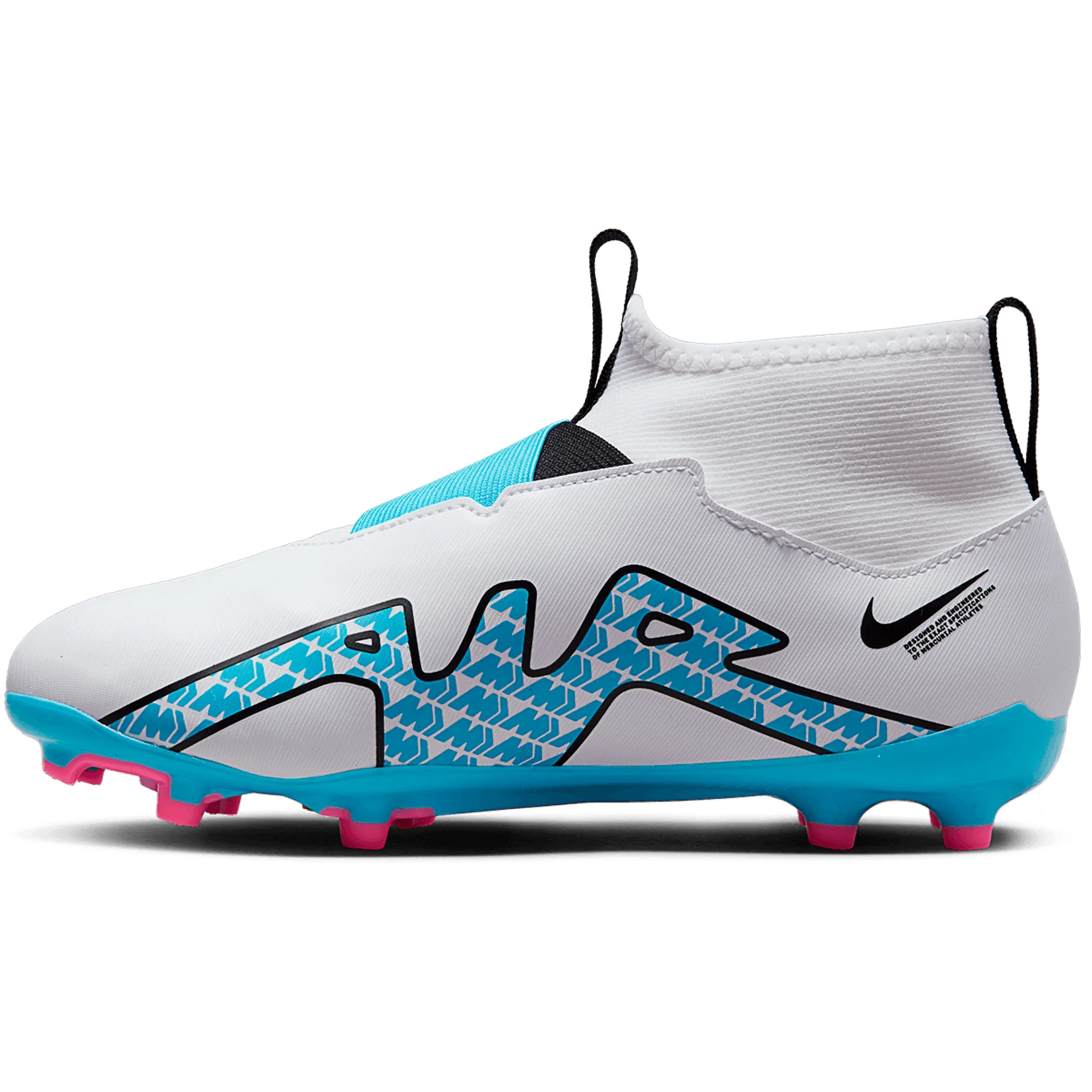 Nike Junior Zoom Mercurial Superfly 9 Academy FG/MG Soccer Cleats - White/Blue/Pink/Black - Image 2