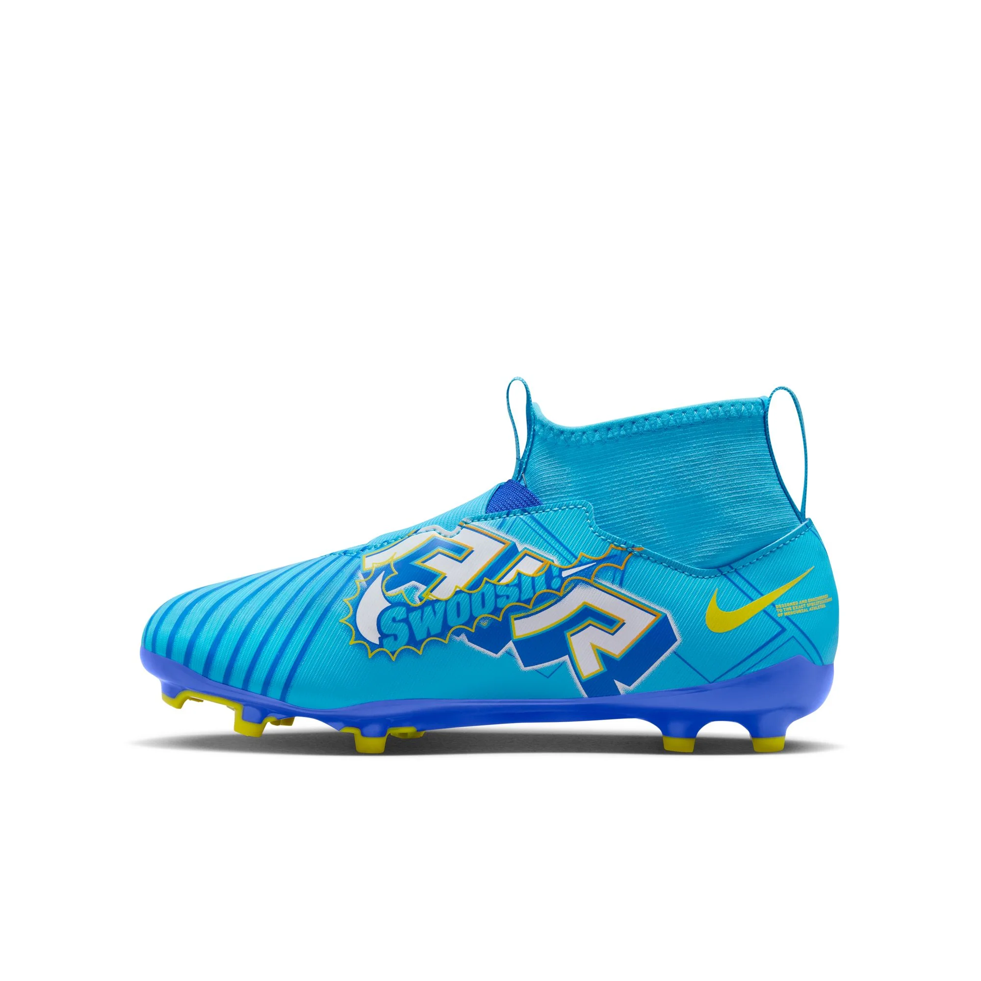 Nike Junior Zoom Mercurial Superfly 9 Academy KM FG/MG Soccer Cleat - Baltic Blue/White - Image 2