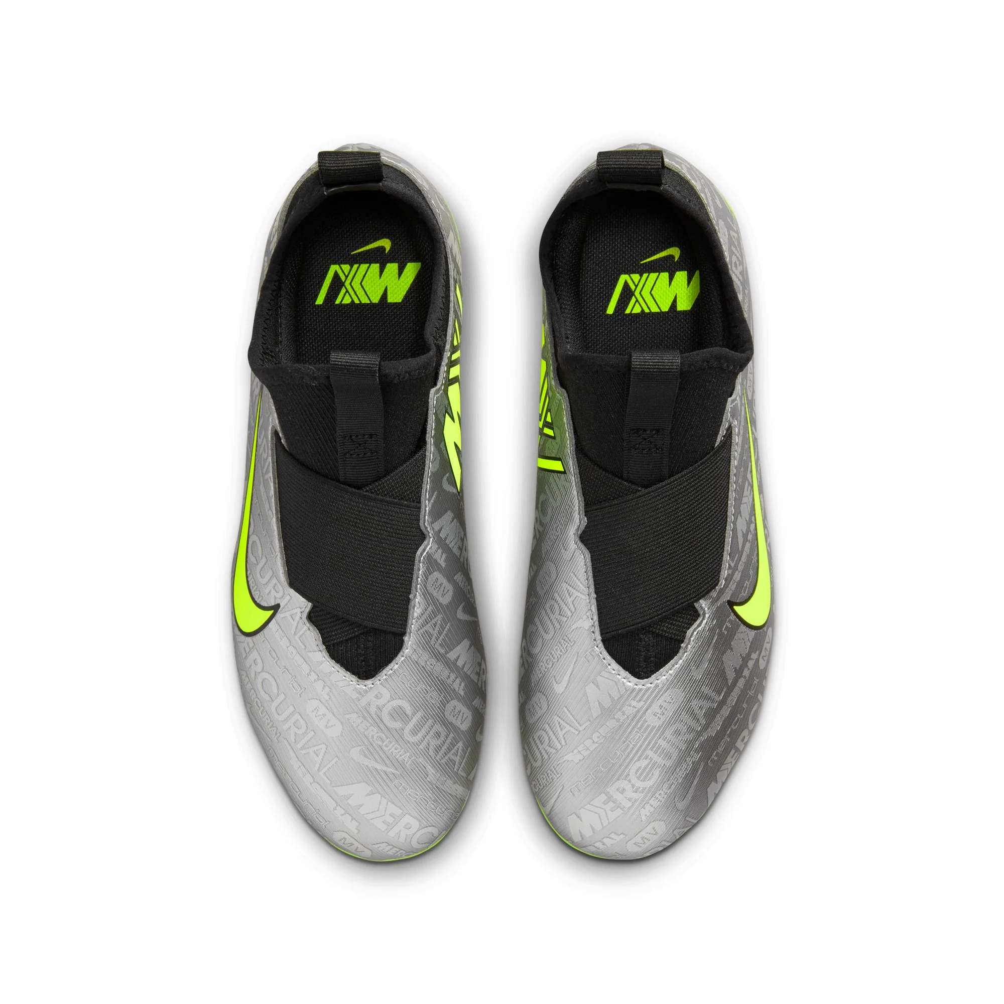Nike Junior Zoom Mercurial Vapor 15 XXV Academy FG/MG Soccer Cleats - Metallic Silver/Black/Volt - Image 3