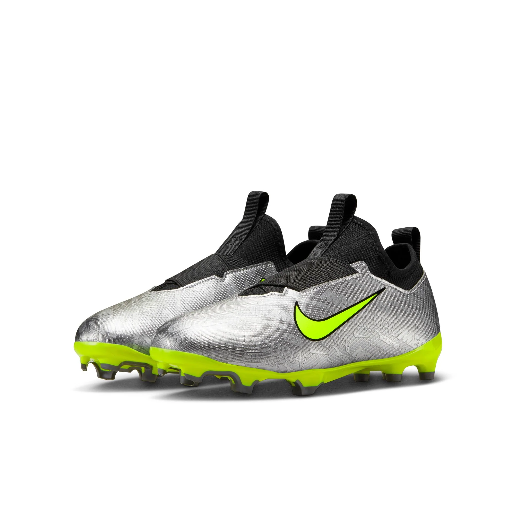 Nike Junior Zoom Mercurial Vapor 15 XXV Academy FG/MG Soccer Cleats - Metallic Silver/Black/Volt - Image 4