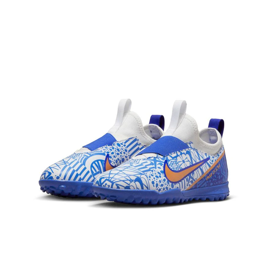Nike Junior Zoom Vapor 15 Academy CR7 TF Turf Shoes - White/MetallicCopper/Concord/MediumBlue - Image 4