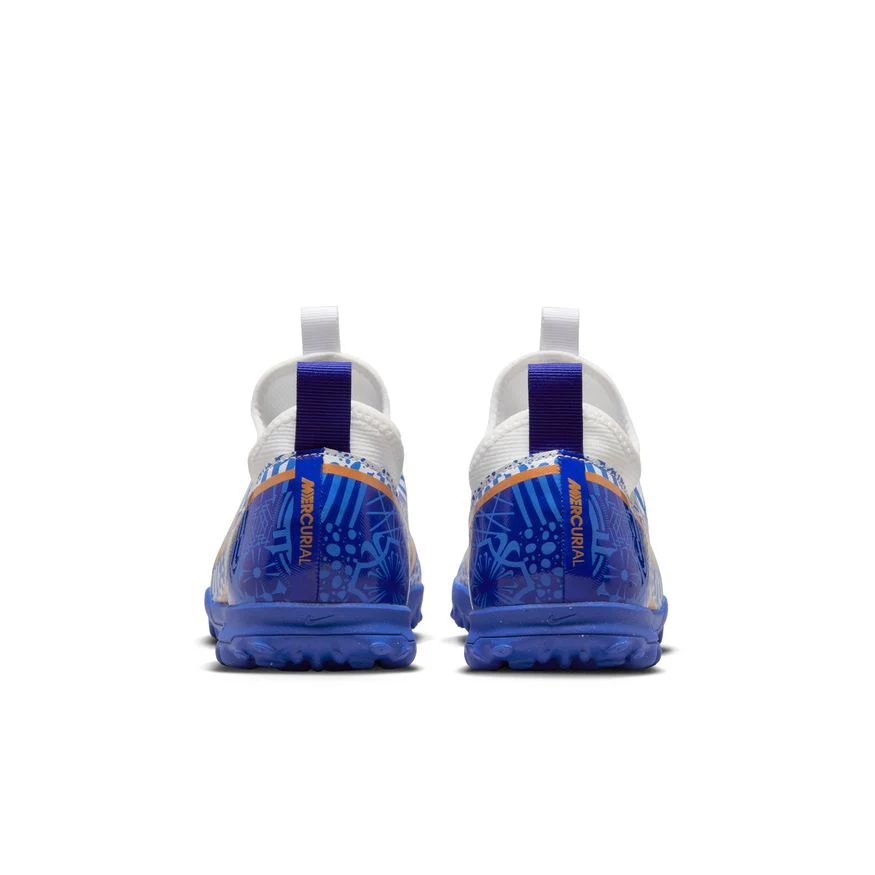 Nike Junior Zoom Vapor 15 Academy CR7 TF Turf Shoes - White/MetallicCopper/Concord/MediumBlue - Image 5