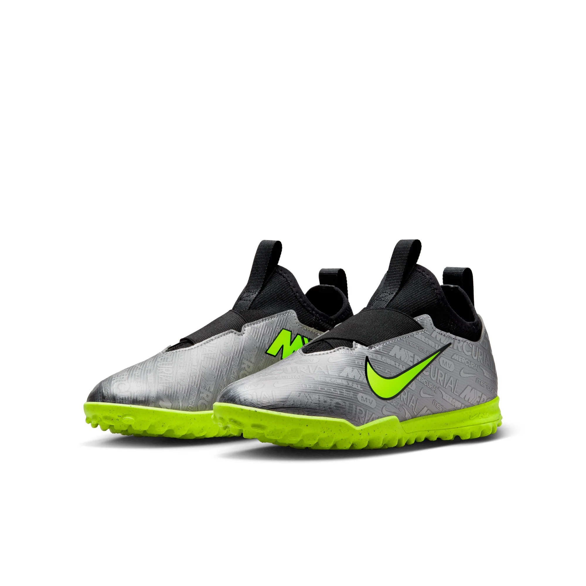 Nike Junior Zoom Vapor 15 Academy XXV TF Turf Shoes - MetallicSilver/Volt/Black - Image 4