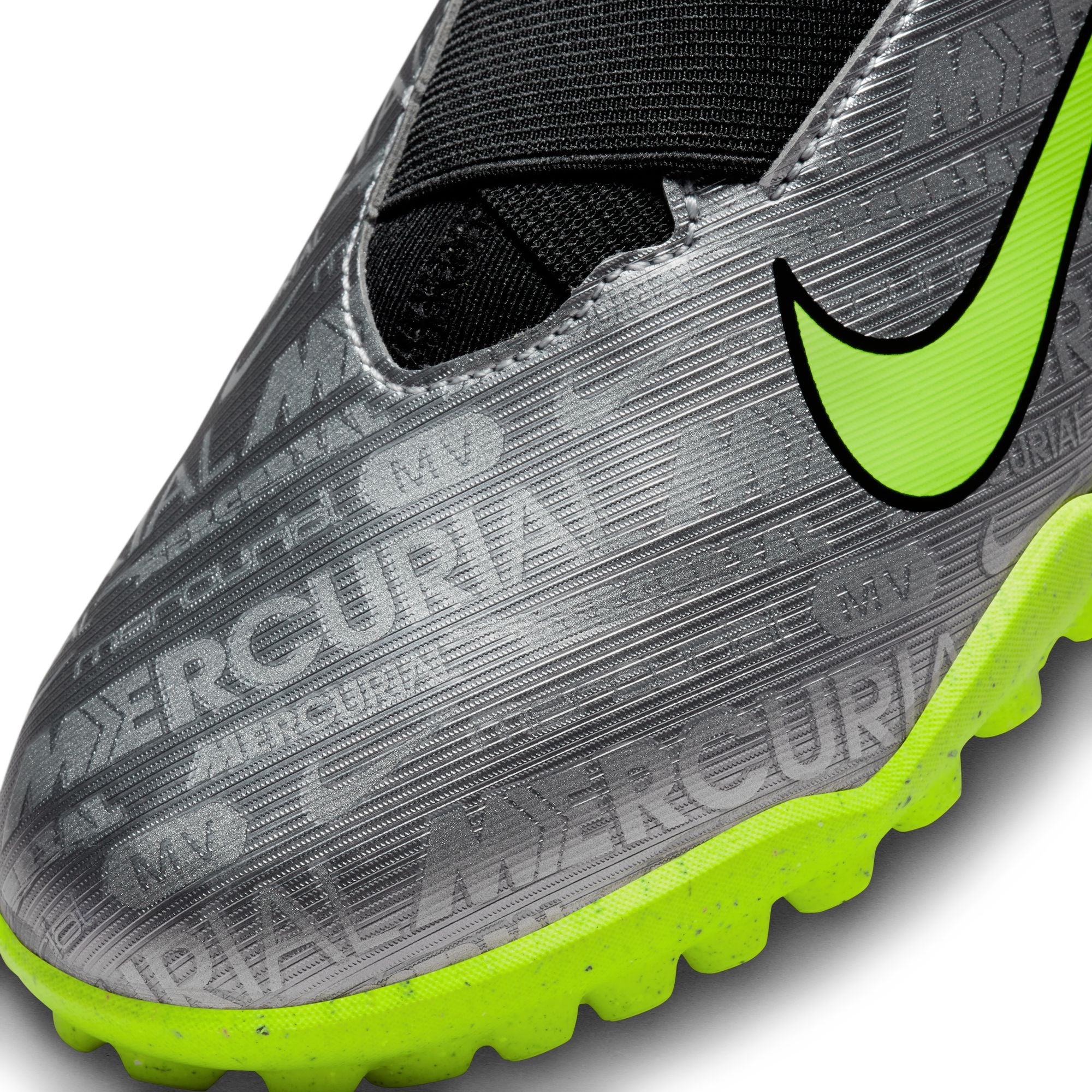 Nike Junior Zoom Vapor 15 Academy XXV TF Turf Shoes - MetallicSilver/Volt/Black - Image 7
