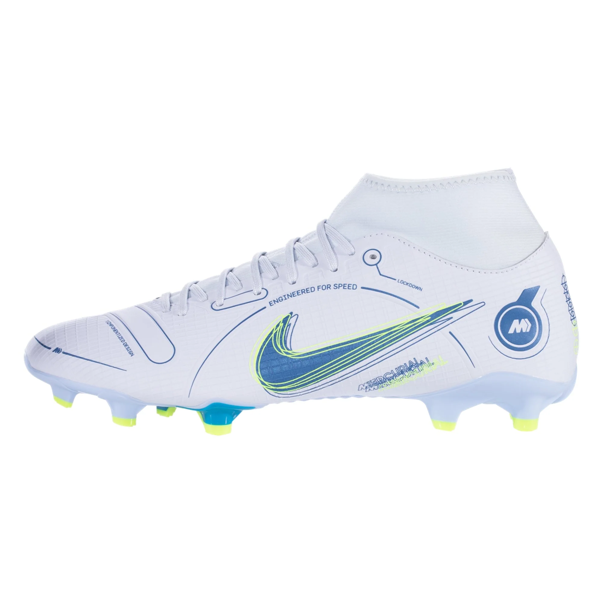 Nike Mercurial Superfly 8 Academy FG/MG Soccer Cleat - Grey/Blackened Blue/Light Marine/Laser Blue/Volt - Image 2