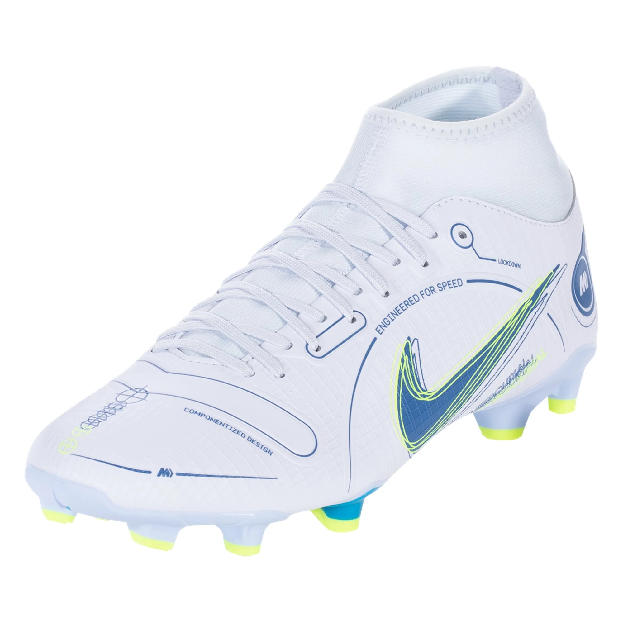 Nike Mercurial Superfly 8 Academy FG/MG Soccer Cleat - Grey/Blackened Blue/Light Marine/Laser Blue/Volt - Image 4