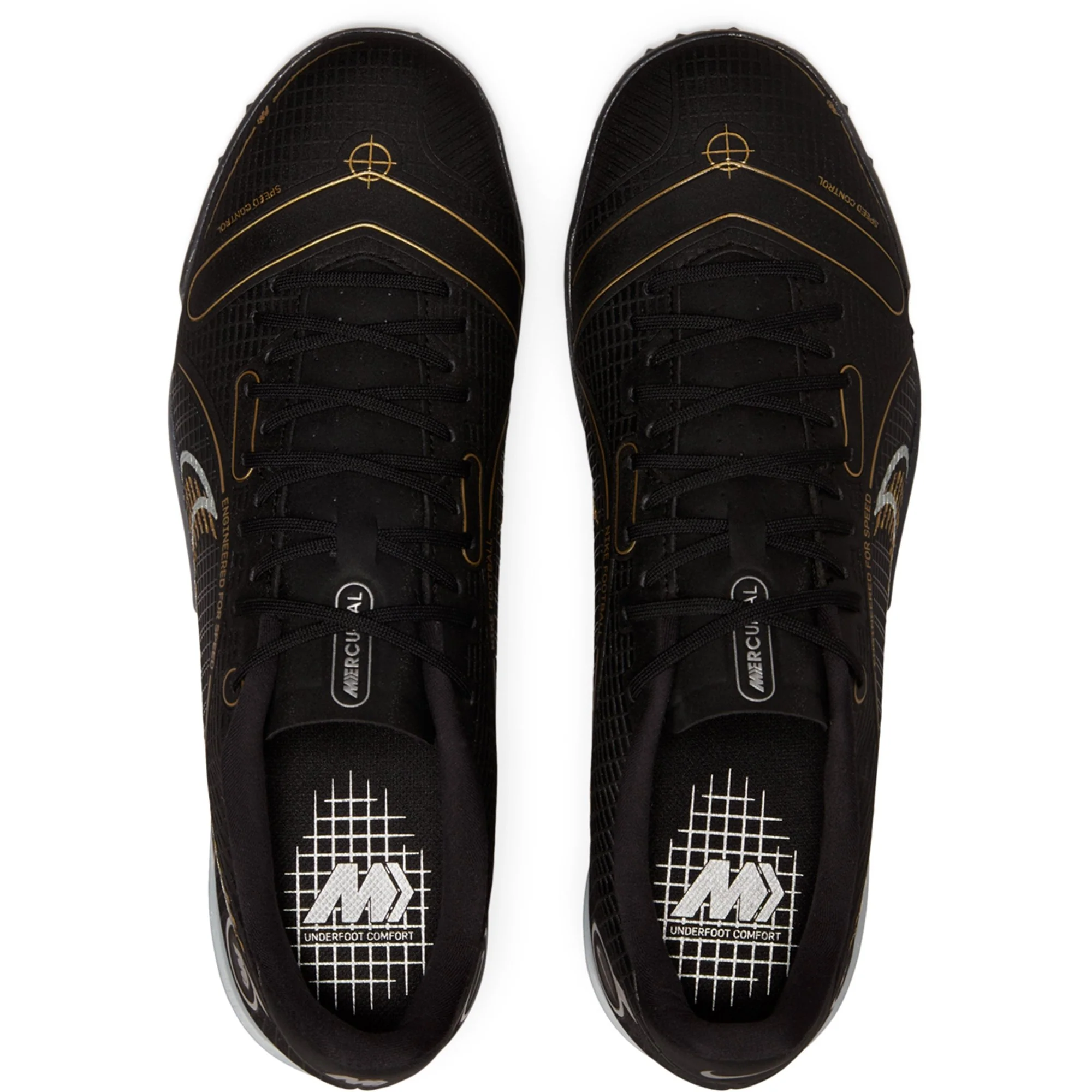 Nike Mercurial Vapor 14 Academy TF Turf Soccer Cleats- Black/Metallic Gold/ Metallic Silver - Image 3