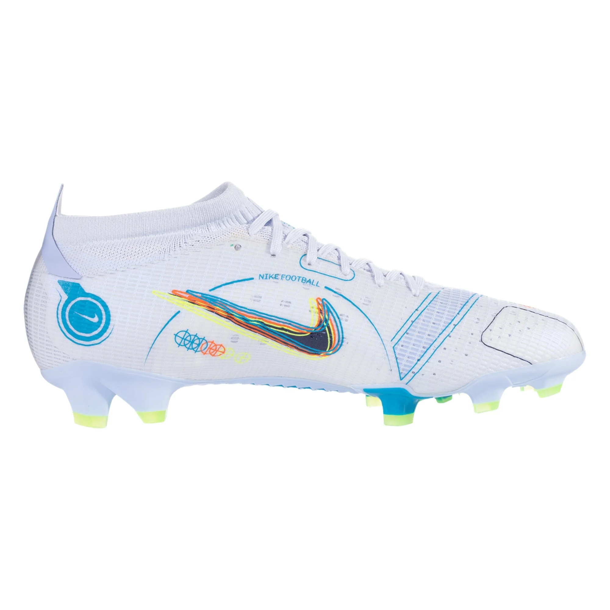 Nike Mercurial Vapor 14 Pro FG Firm Ground Soccer Cleats - Grey/Blackened Blue/Light Marine/Laser Blue/Rush Orange/Volt