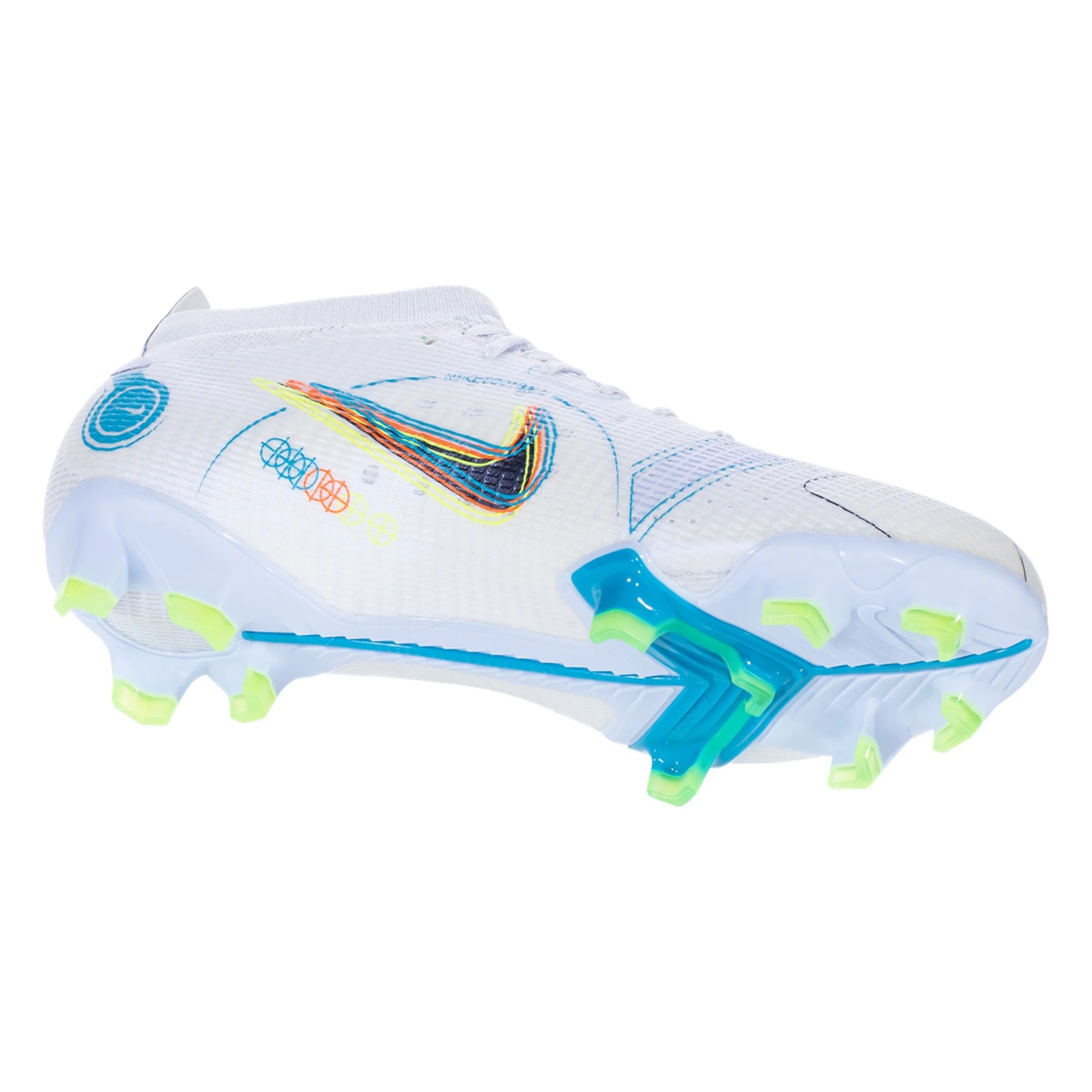Nike Mercurial Vapor 14 Pro FG Firm Ground Soccer Cleats - Grey/Blackened Blue/Light Marine/Laser Blue/Rush Orange/Volt - Image 6
