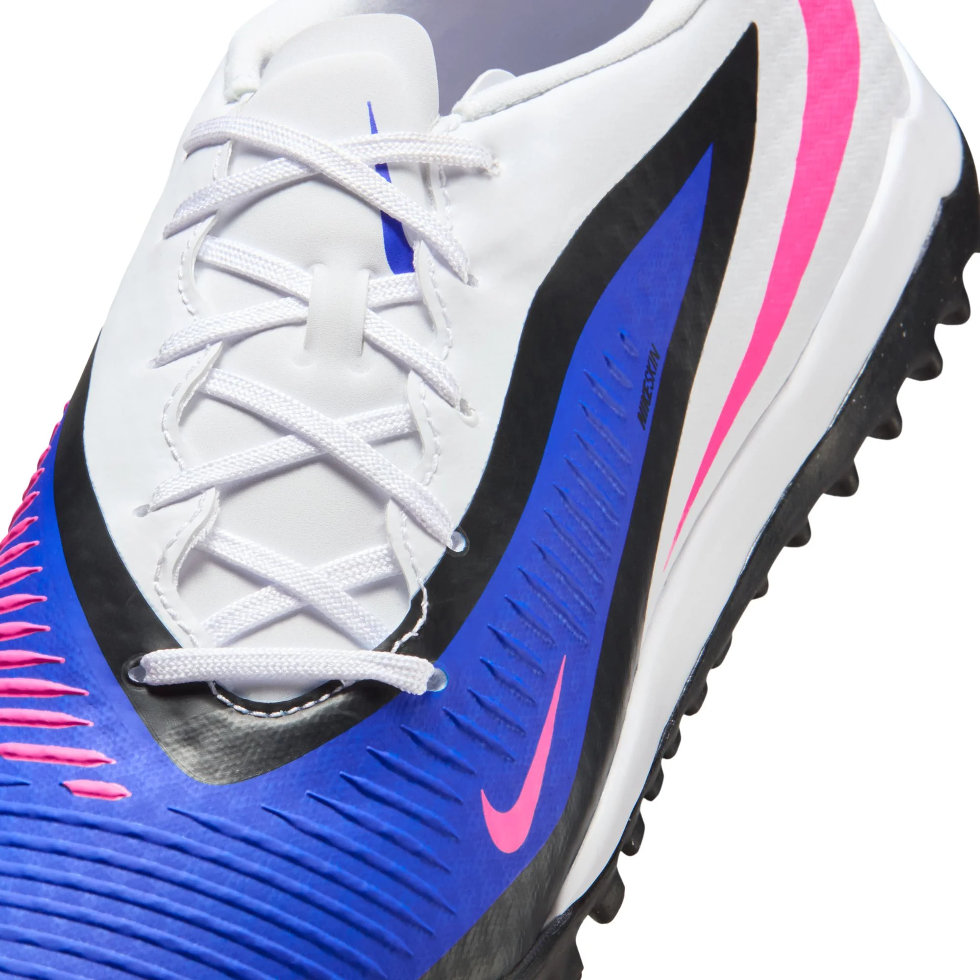 Nike Phantom 6 Low Academy TF Turf Soccer Cleats-Racer Blue/Pink Blast/White - Image 7
