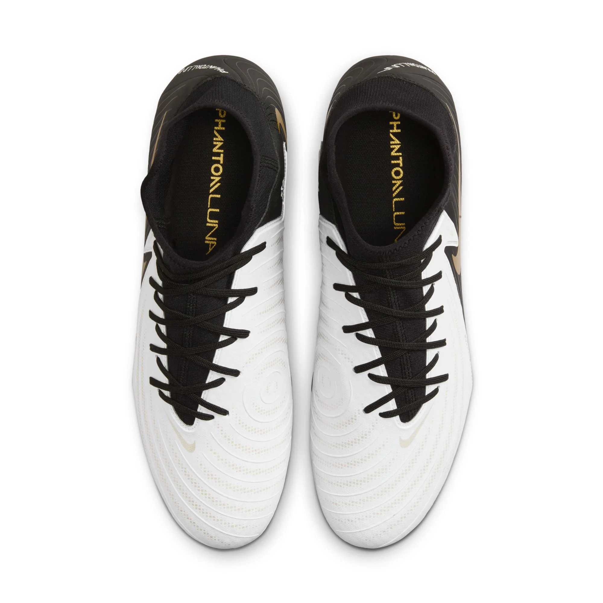 Nike Phantom Luna II Academy FG Firm Ground Soccer Cleat - White/Black/Metallic Gold Coin - Image 3