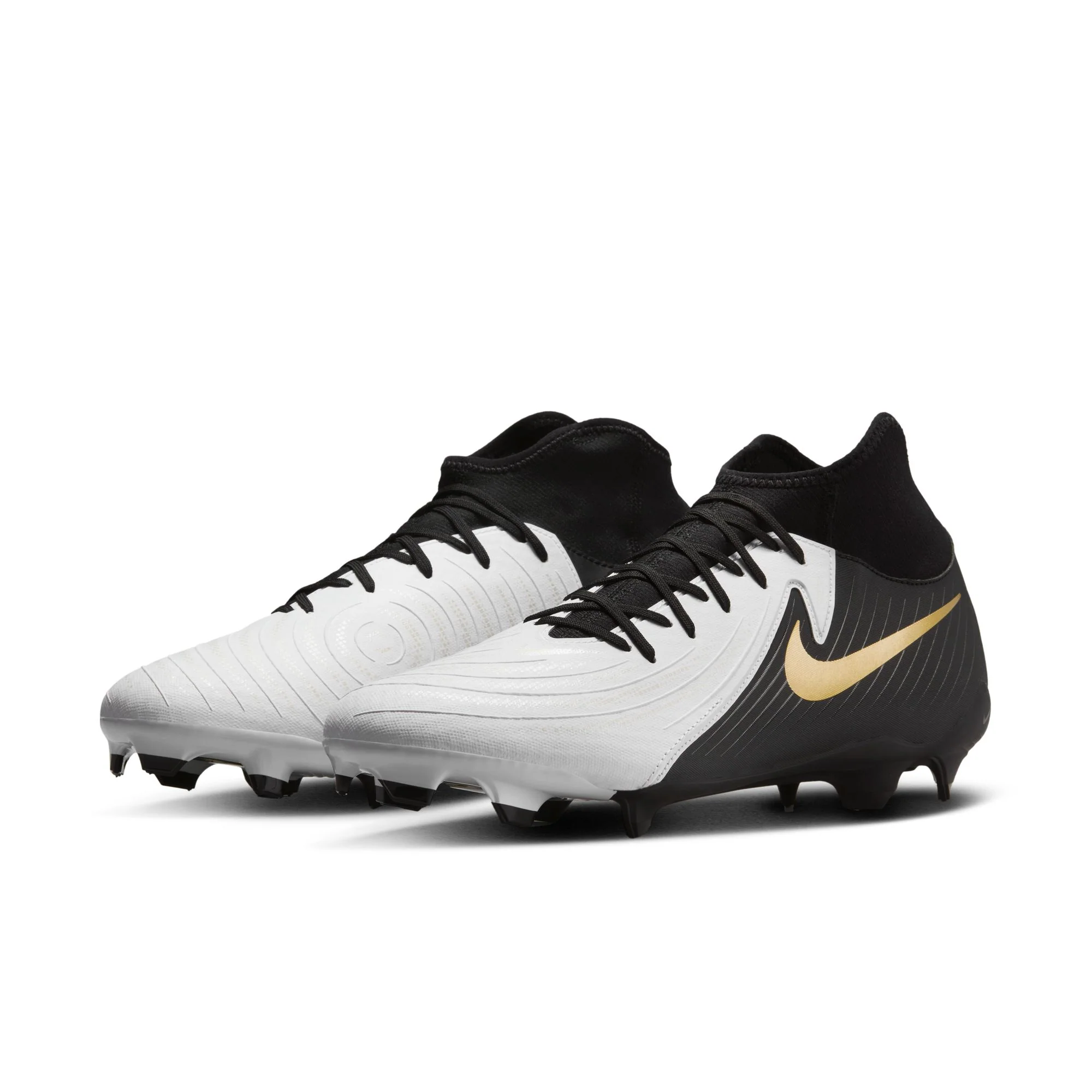 Nike Phantom Luna II Academy FG Firm Ground Soccer Cleat - White/Black/Metallic Gold Coin - Image 4