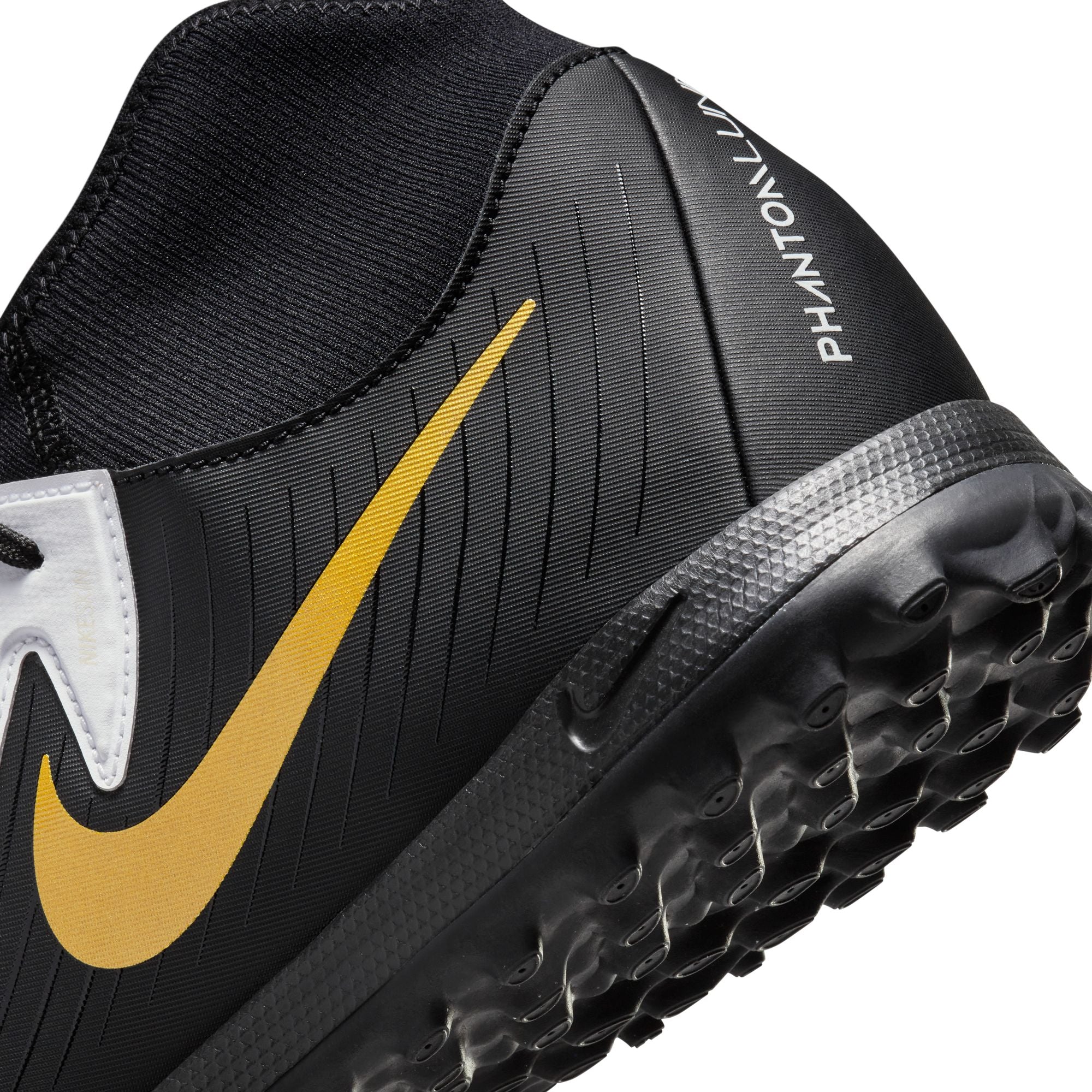 Nike Phantom Luna II Academy TF Turf Soccer Cleat - White/Black/Metallic Gold Coin - Image 8