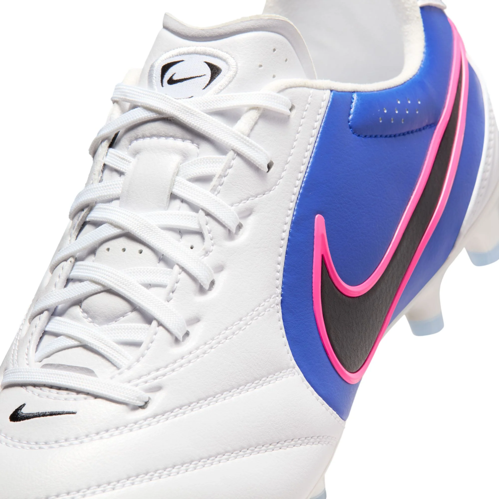 Nike Tiempo Ligera Pro FG Firm Ground Soccer Cleats- White/Black/Racer Blue/Pink Blast - Image 7