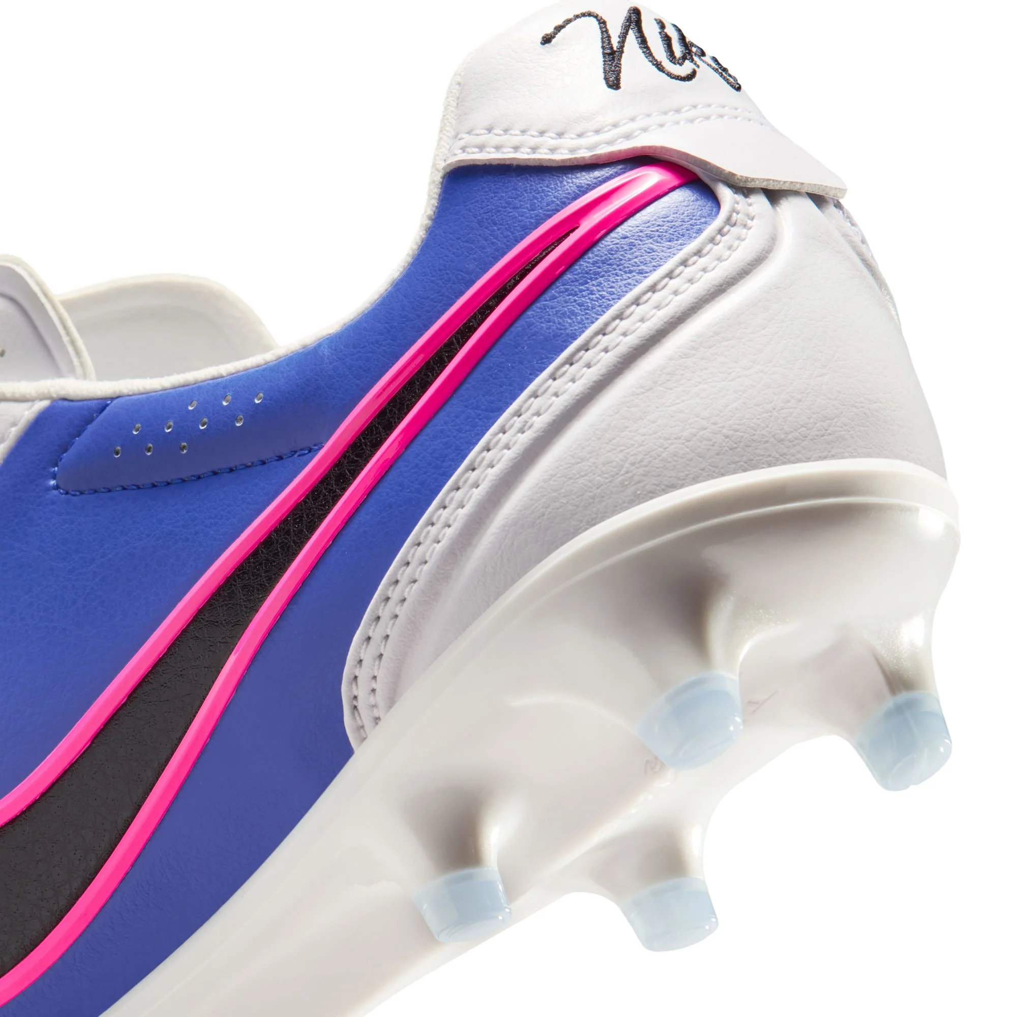 Nike Tiempo Ligera Pro FG Firm Ground Soccer Cleats- White/Black/Racer Blue/Pink Blast - Image 8