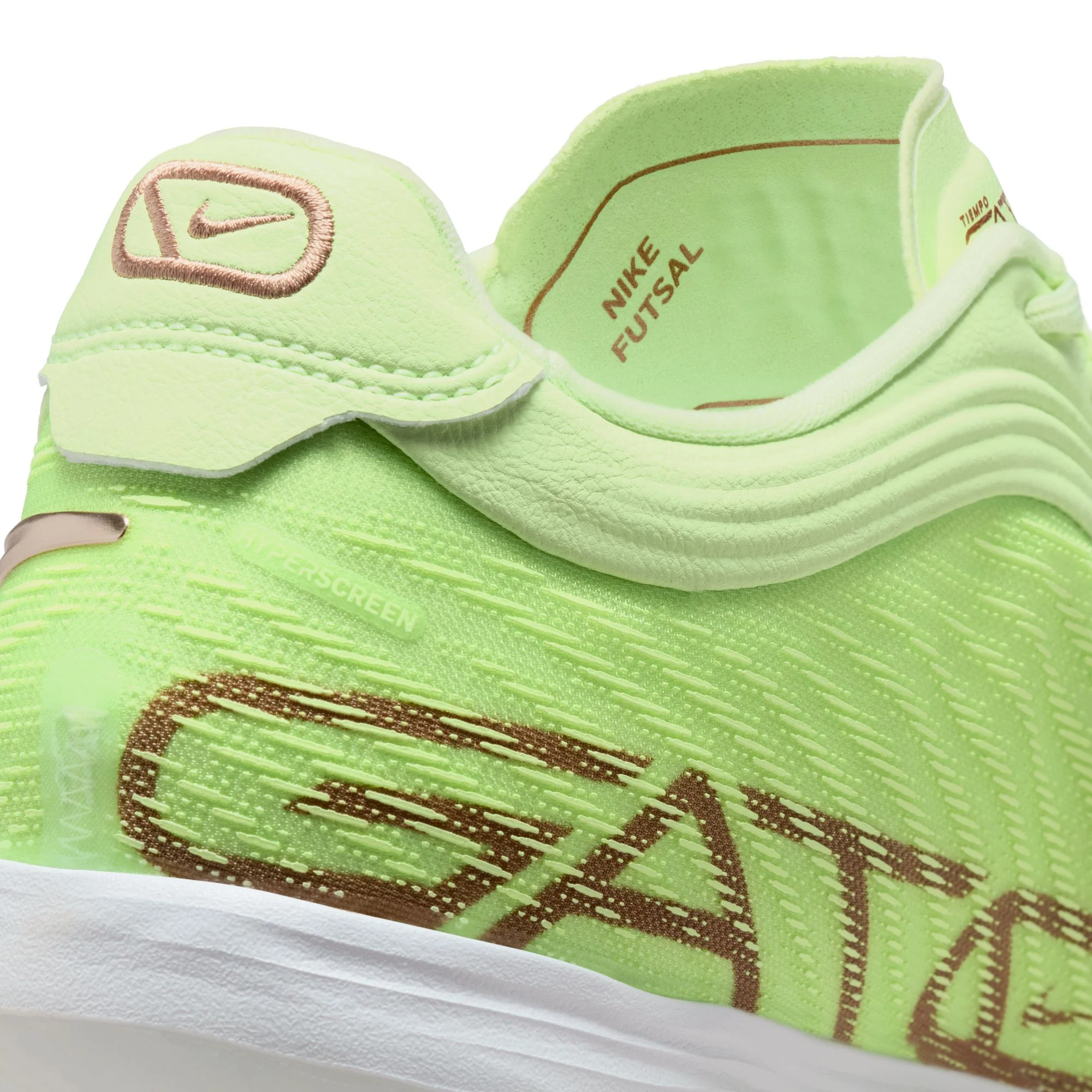 Nike Tiempo Reactgato LE IN Indoor/Court Low-Top Soccer Shoes - Light Liquid Lime/White - Image 8