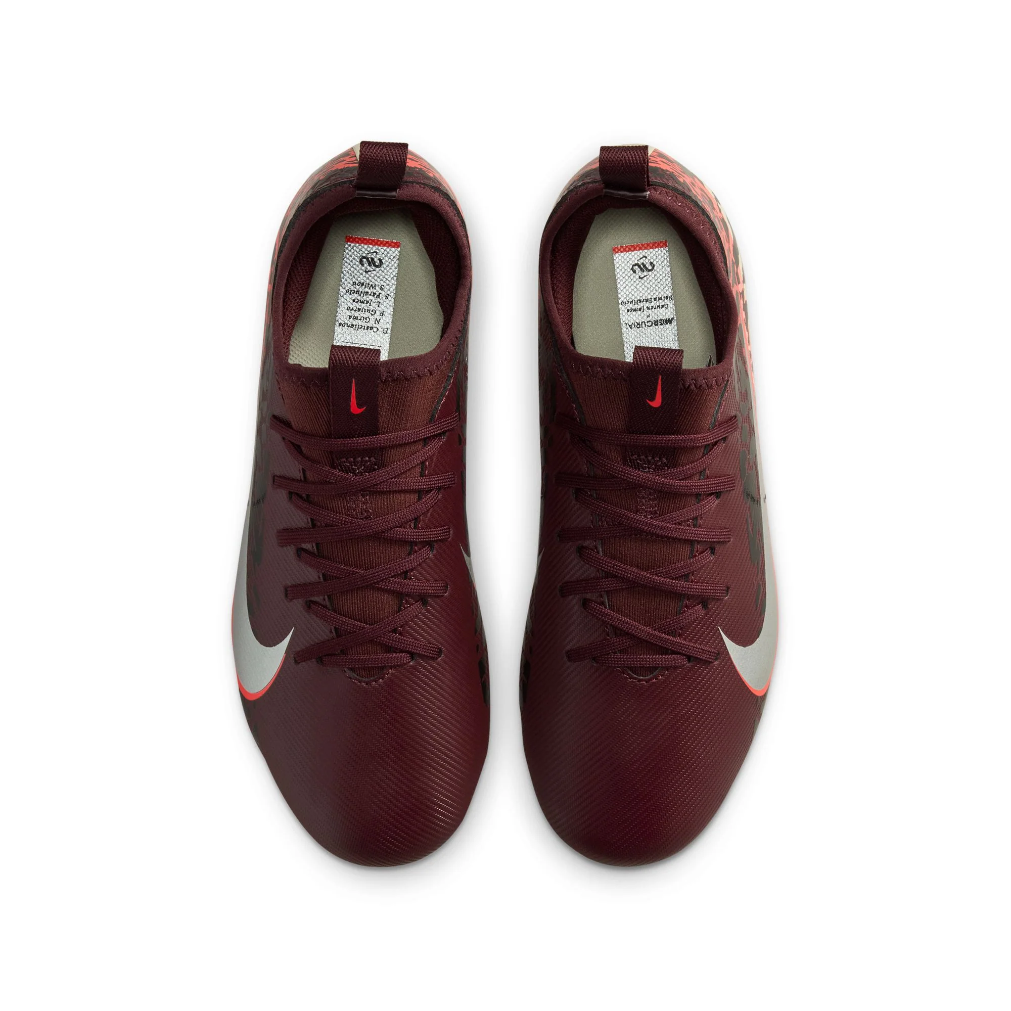 Nike United Junior Mercurial Vapor 16 Academy FG Firm Ground Low-Top Soccer Cleats- Burgundy Crush/Metallic Silver - Image 3