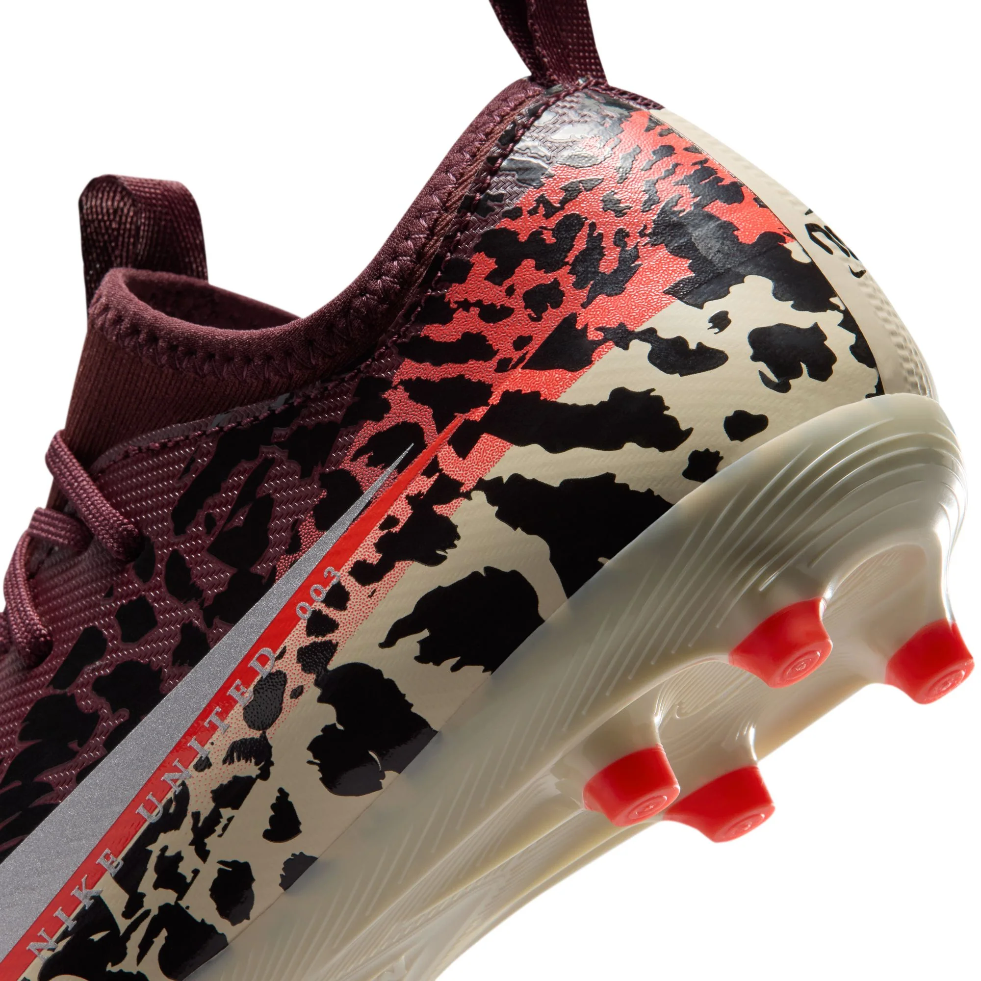 Nike United Junior Mercurial Vapor 16 Academy FG Firm Ground Low-Top Soccer Cleats- Burgundy Crush/Metallic Silver - Image 8