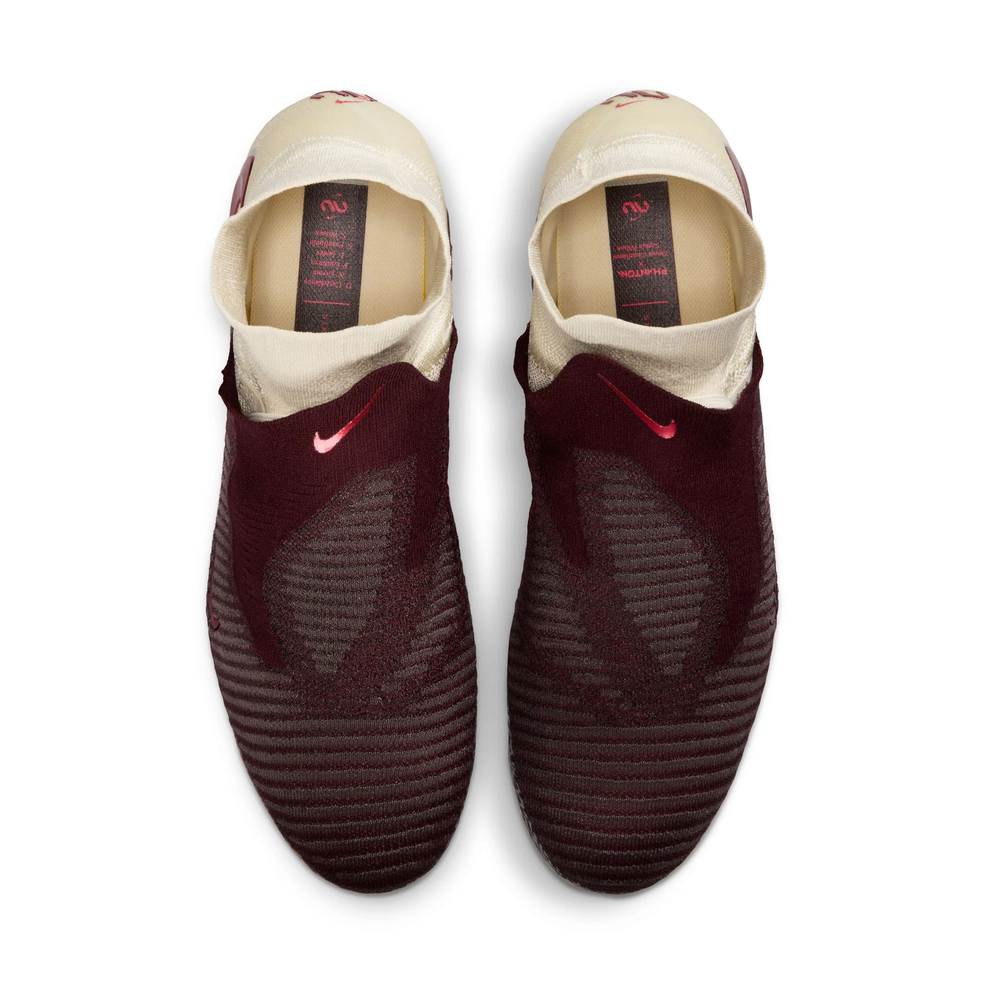 Nike United Phantom 6 High Elite FG Firm Ground Soccer Cleats - Burgundy Crush/University Red/Fossil - Image 3