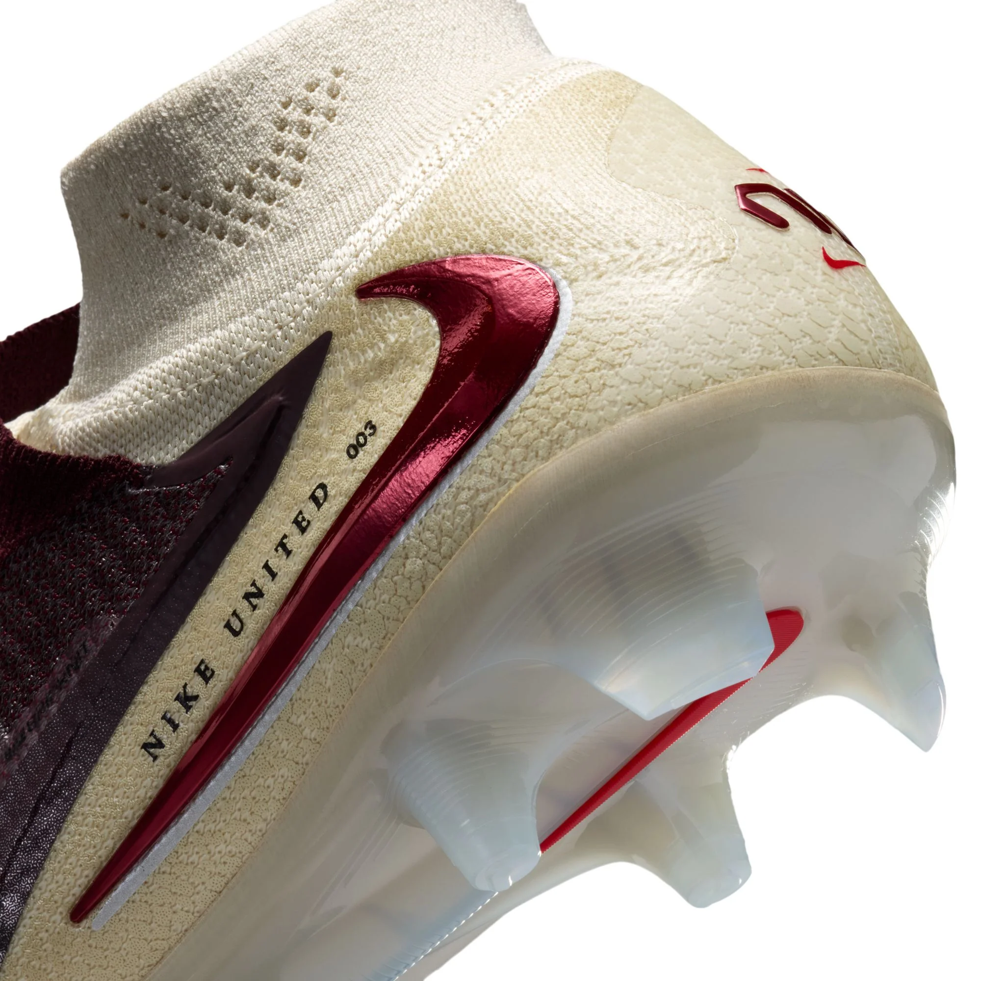 Nike United Phantom 6 High Elite FG Firm Ground Soccer Cleats - Burgundy Crush/University Red/Fossil - Image 9