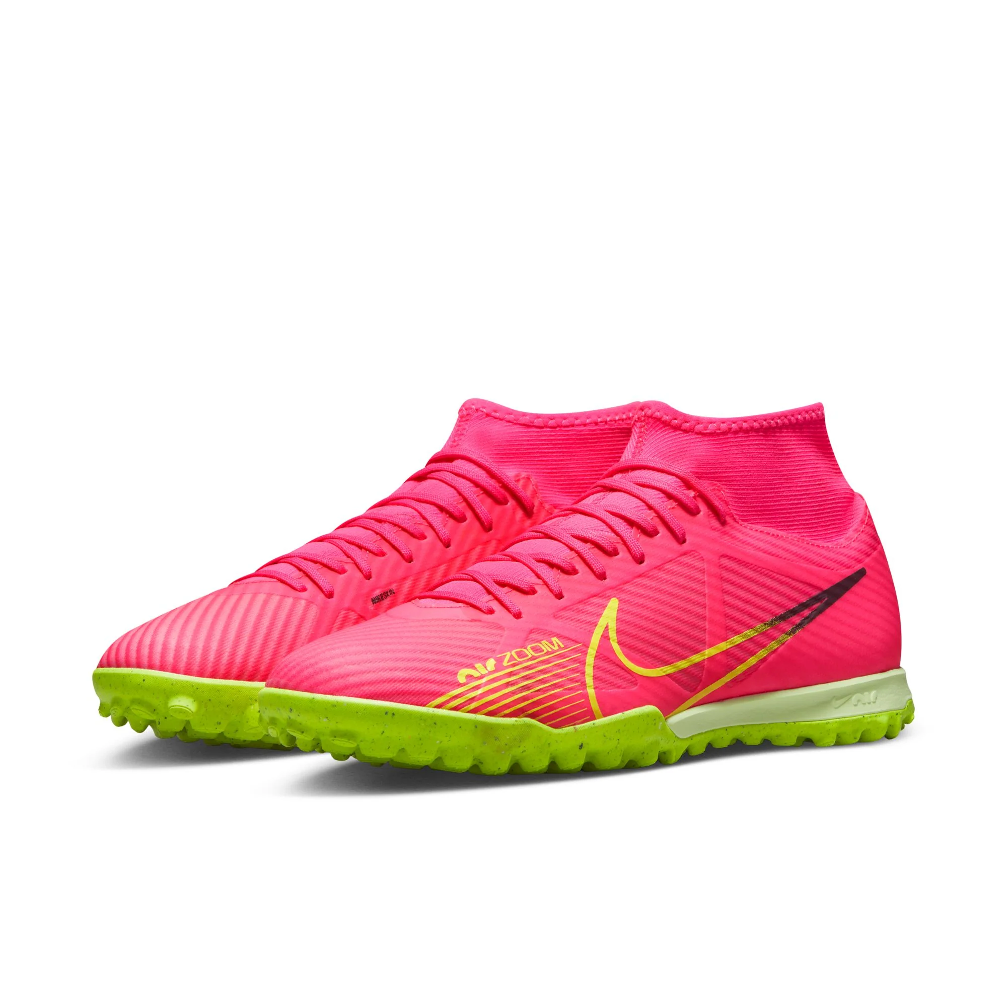 Nike Zoom Mercurial Superfly 9 Academy TF Turf Soccer Shoes - PinkBlast/Volt/Grey - Image 4