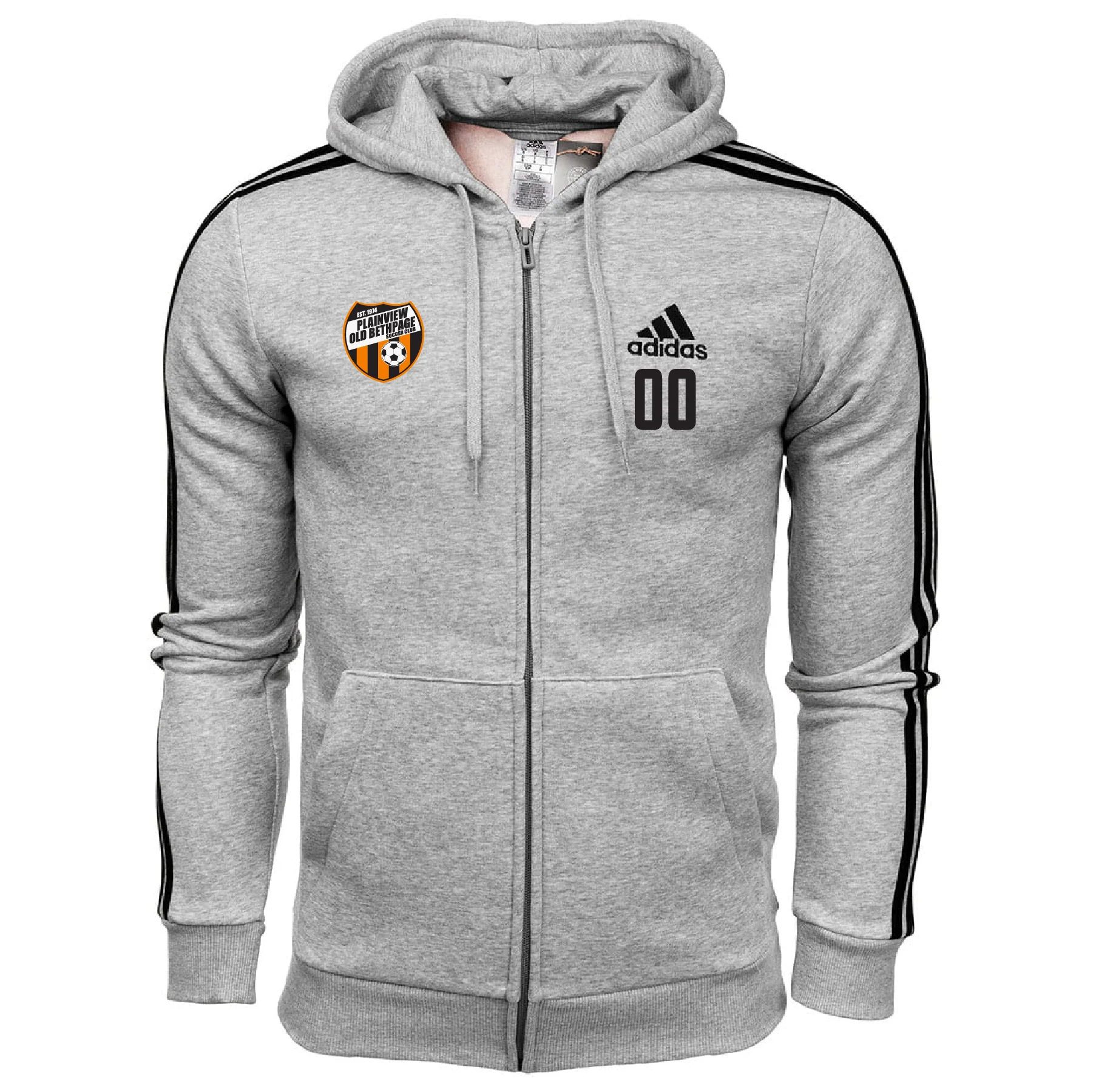 POBSC Fan Store adidas Three Stripe Fleece Hoodie - Grey