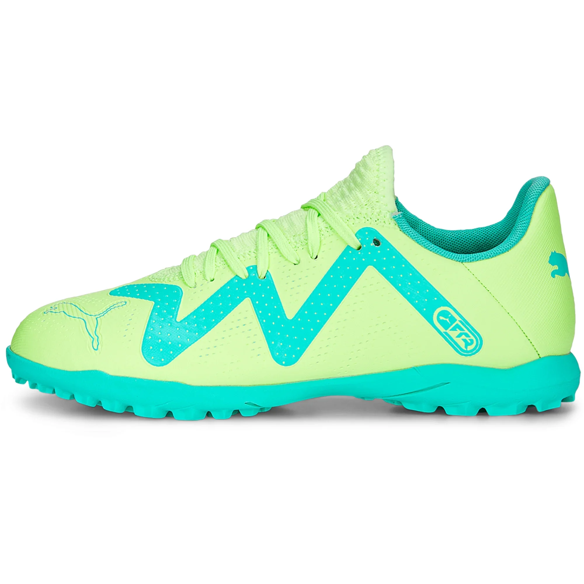 Puma Future Play TT Turf Junior Soccer Cleat- Yellow/Black/Peppermint - Image 2