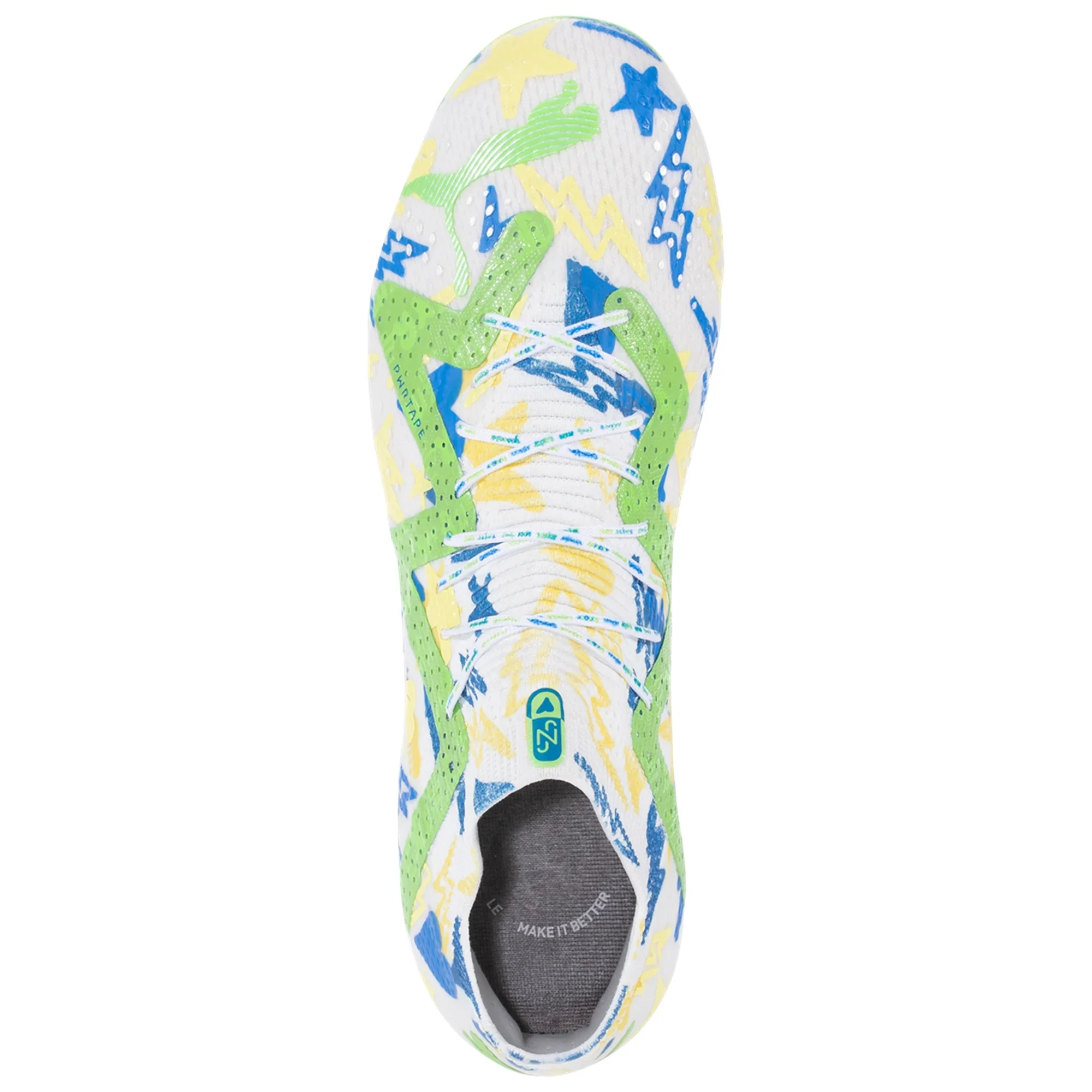 Puma Future Ultimate NJR FG/AG Soccer Cleat - White/Racing Blue/Lemon Meringue/Parakeet Green - Image 3