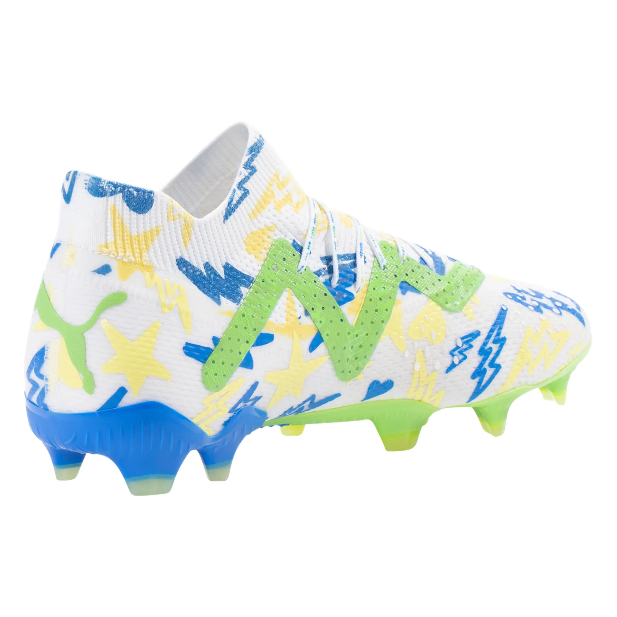 Puma Future Ultimate NJR FG/AG Soccer Cleat - White/Racing Blue/Lemon Meringue/Parakeet Green - Image 5