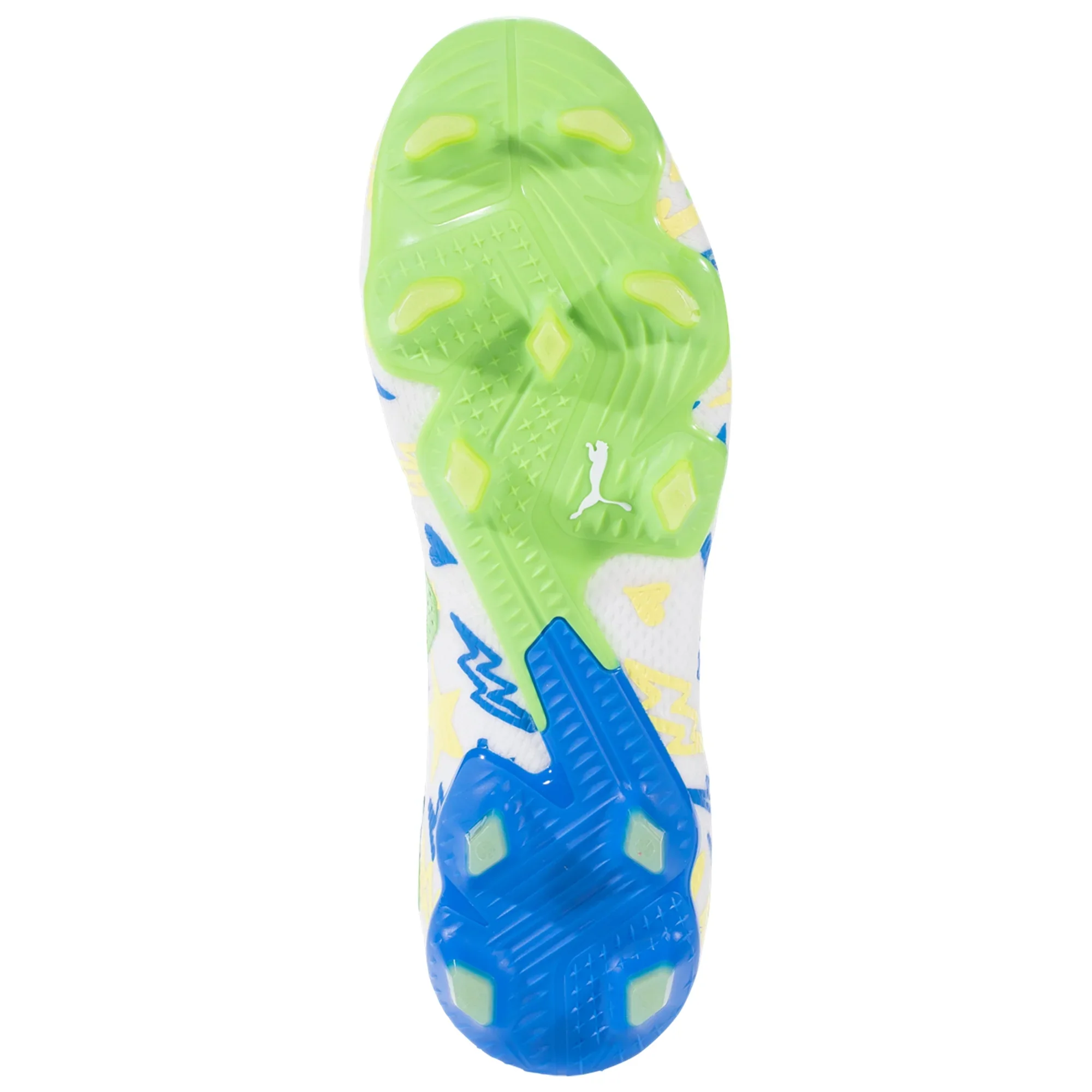 Puma Future Ultimate NJR FG/AG Soccer Cleat - White/Racing Blue/Lemon Meringue/Parakeet Green - Image 8