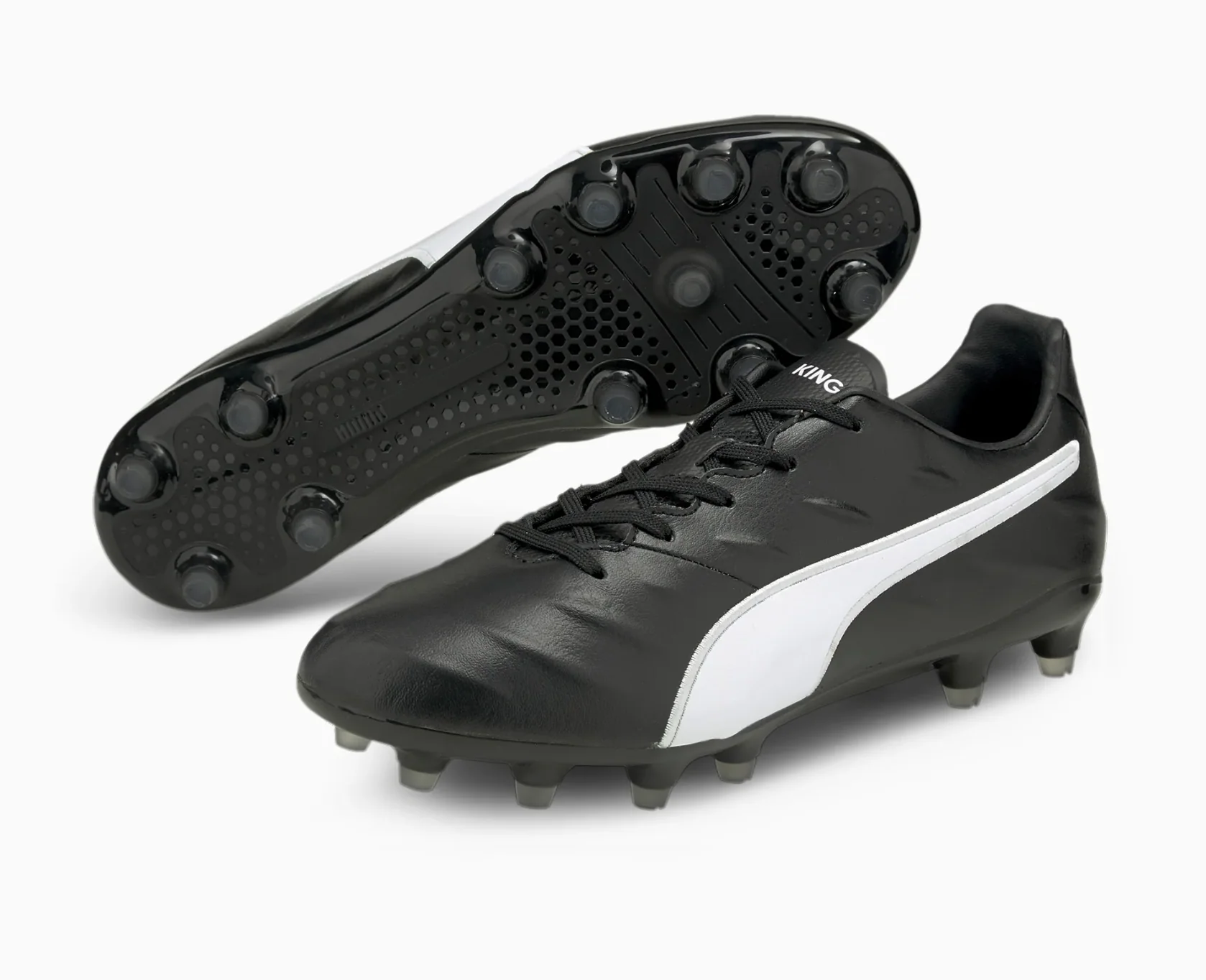 Puma King Pro21 Firm Ground Soccer Cleat - Puma Black/Puma White - Image 8