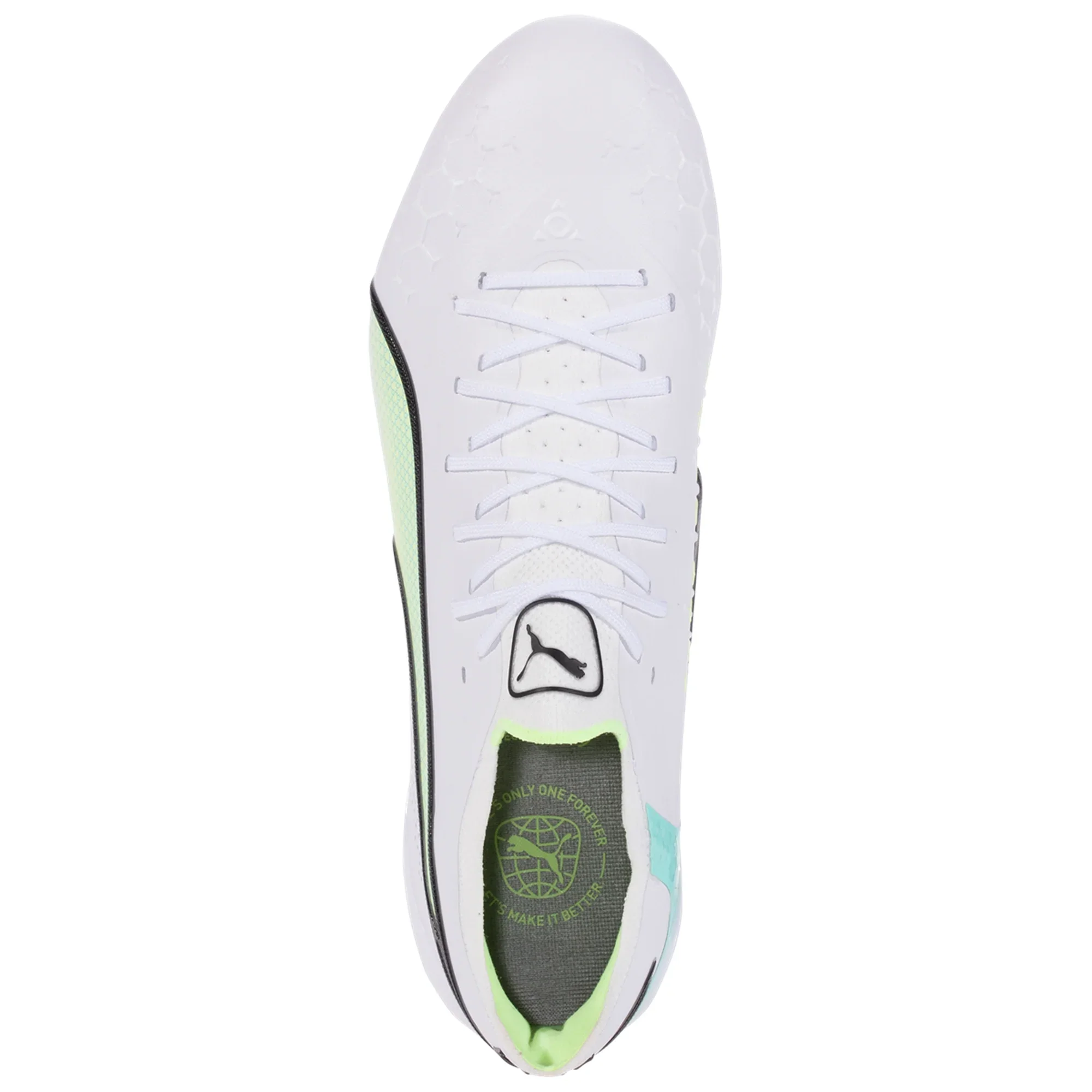 Puma King Ultimate FG/AG Firm Ground Soccer Cleat - White/Black/Yellow/Peppermint - Image 3