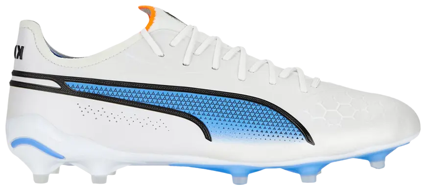 Puma King Ultimate FG/AG Firm Ground Soccer Cleat - White/Bluemazing/Flat Light Gray/Sunset Glow