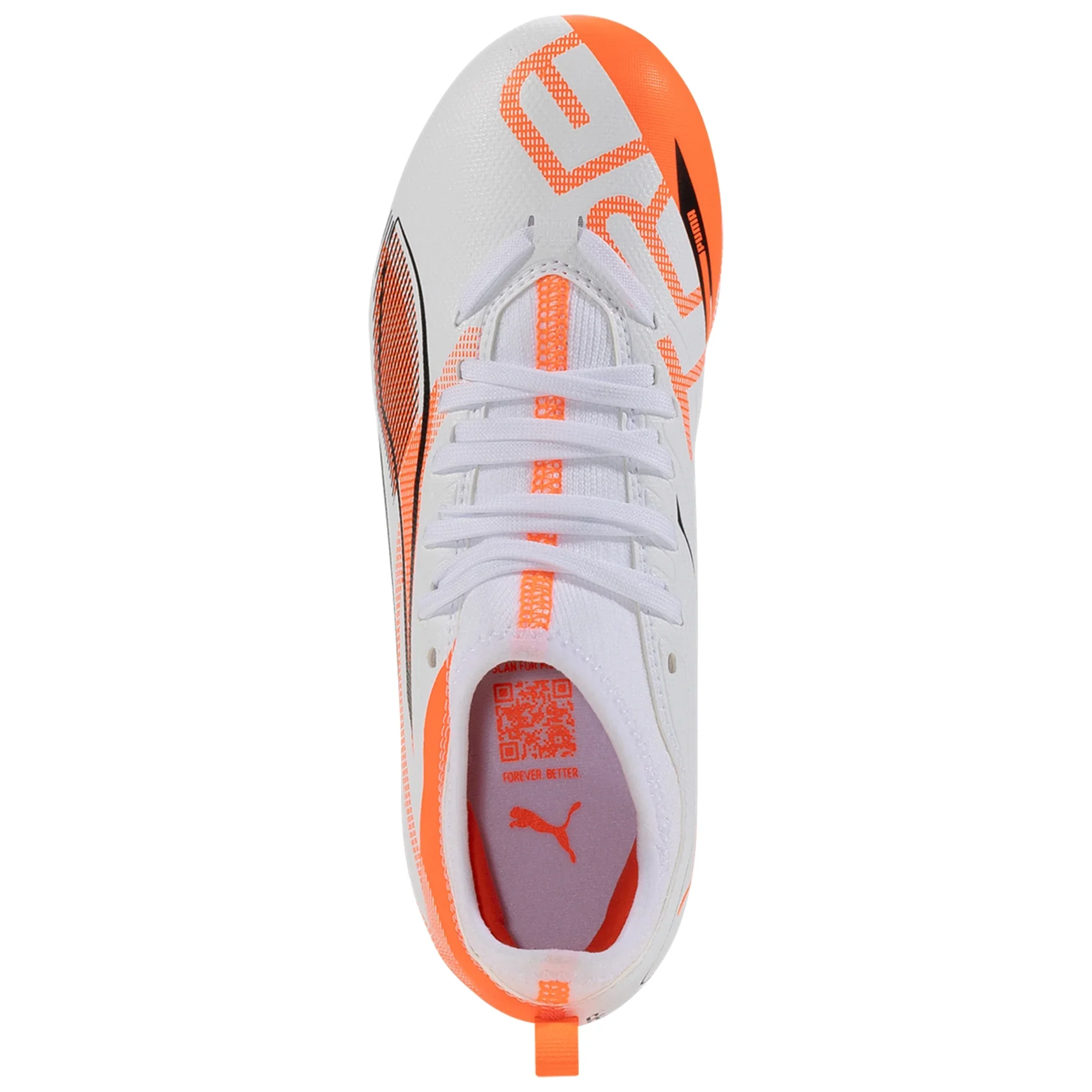 Puma Ultra 5 Match FG/AG Junior Firm Ground Soccer Cleat -White/Black-Glowing Red - Image 4