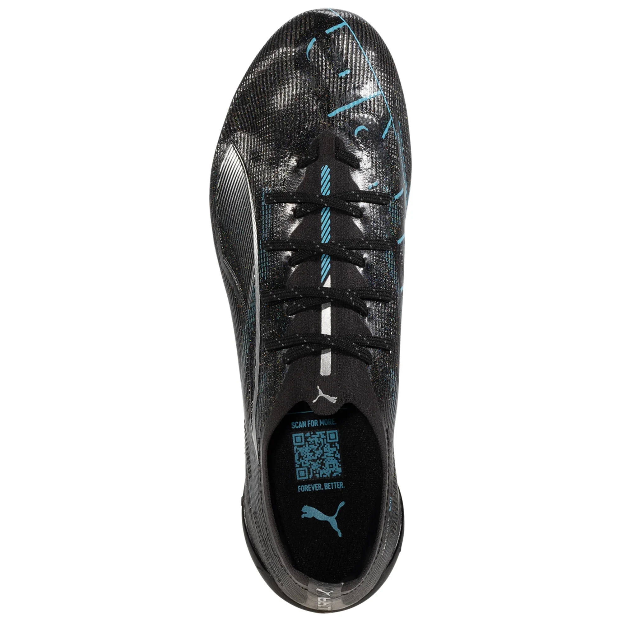 Puma Ultra 5 Ultimate FG Firm Ground Soccer Cleat -Black/Silver/Bright Aqua - Image 3