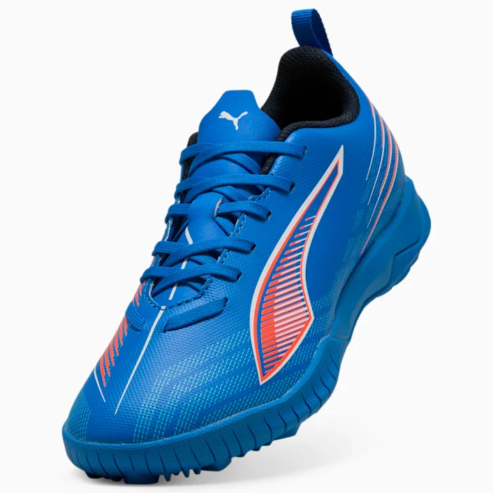 Puma Ultra 6 Play TT Junior Turf Soccer Cleat- ULTRA BLUE/PUMA WHITE/GLOWING RED - Image 5