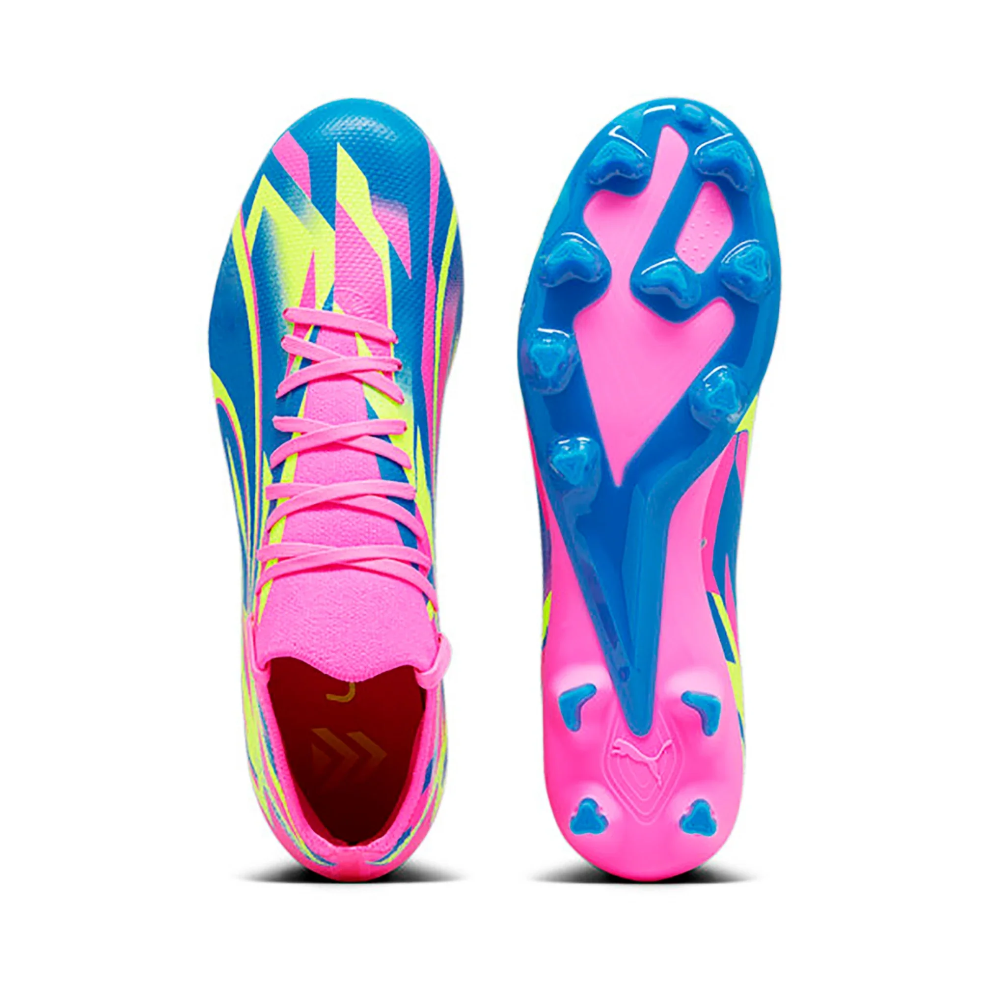 Puma Ultra Match FG/AG Firm Ground Soccer Cleat - Luminous Pink/Yellow Alert/Ultra Blue - Image 3